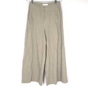 Babaton Wide Leg Cropped Linen Pants High Rise Khaki Sz 00
