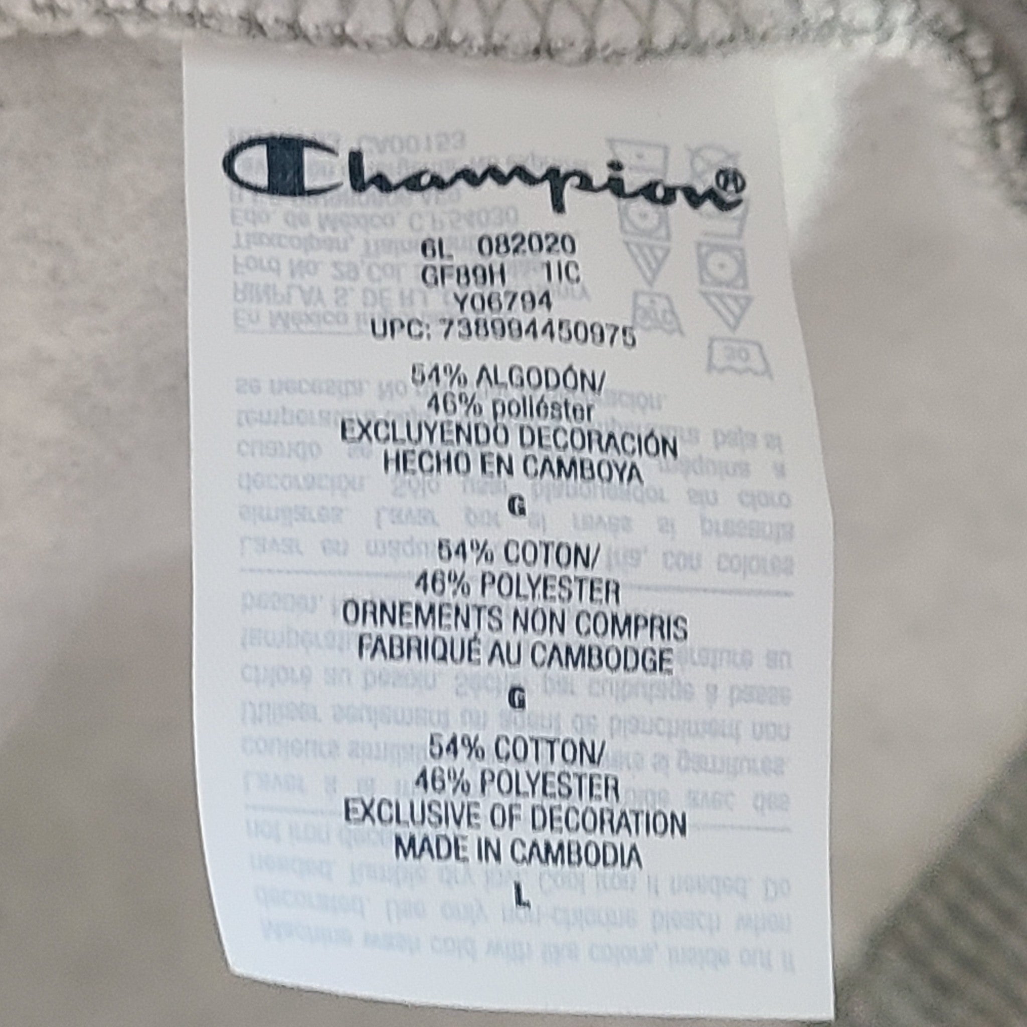 Champion Unisex Script Logo Fleece Hoodie Gray Sz L