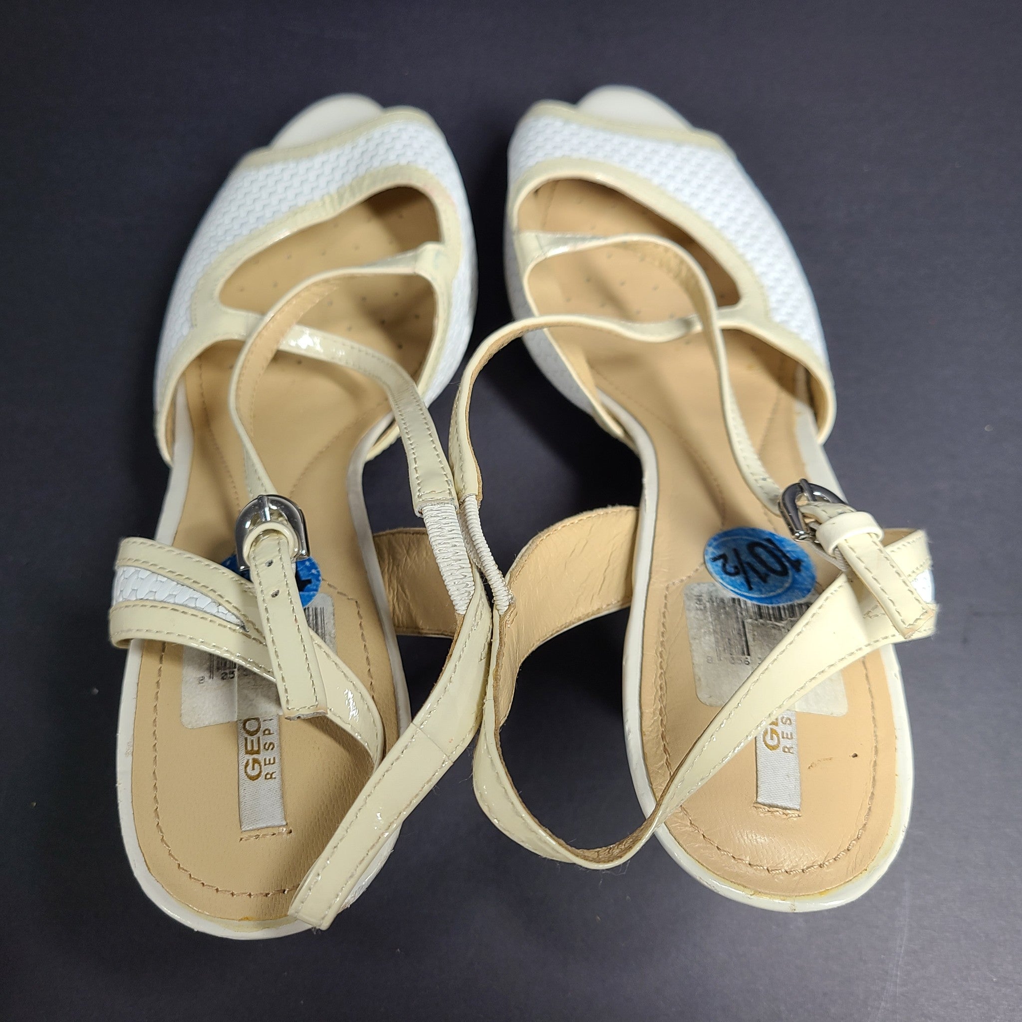 Geox Women's D Donyale Heels Slingback Sandals Peep Toe Pumps White Size 10.5