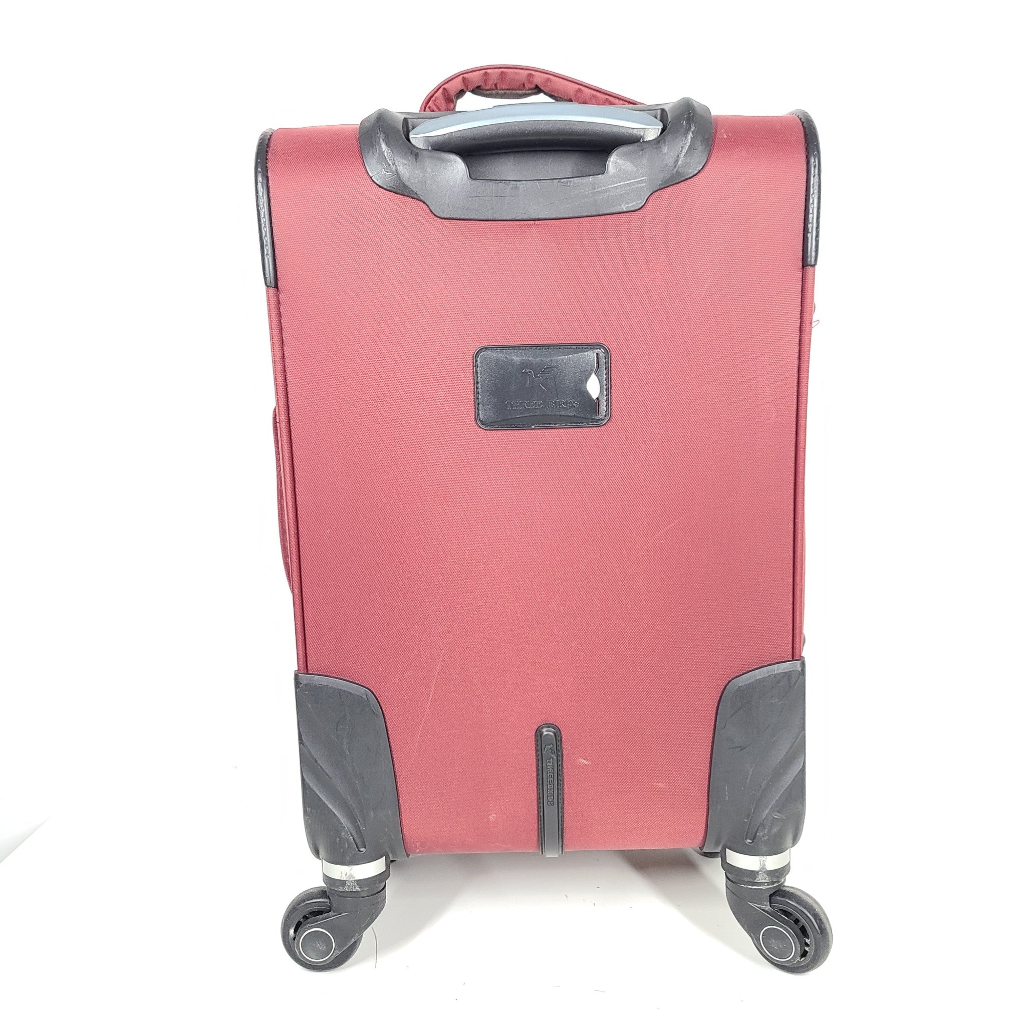 Three Birds 23" Spinner Carry On Softshell Expandable Luggage Locking Red