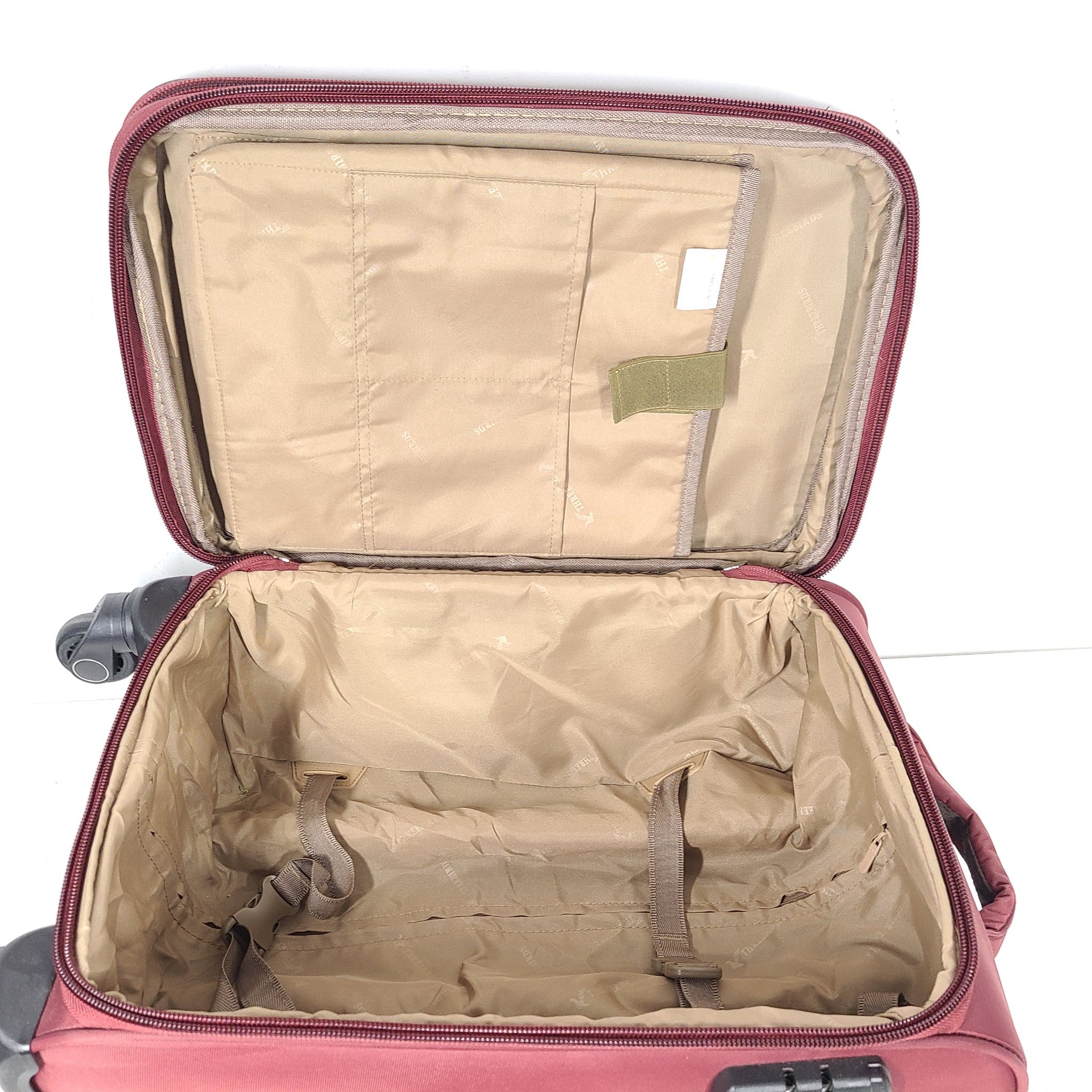 Three Birds 23" Spinner Carry On Softshell Expandable Luggage Locking Red