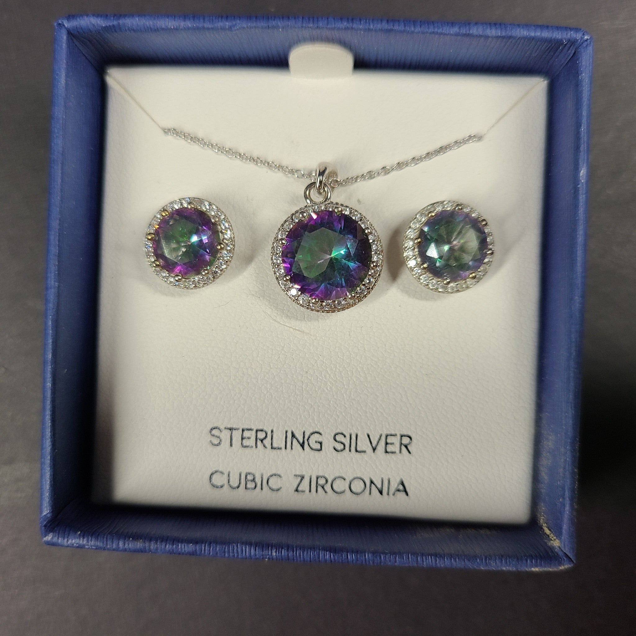 Cote d'Argent Sterling Silver Cubic Zirconia Necklace and Earrings Set