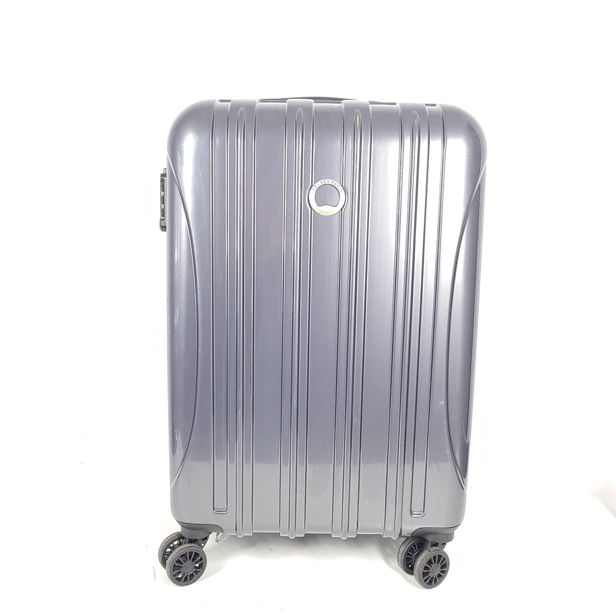 Delsey Helium Aero 22" Spinner Carry On Luggage Expandable PolyCarb Lock Gray