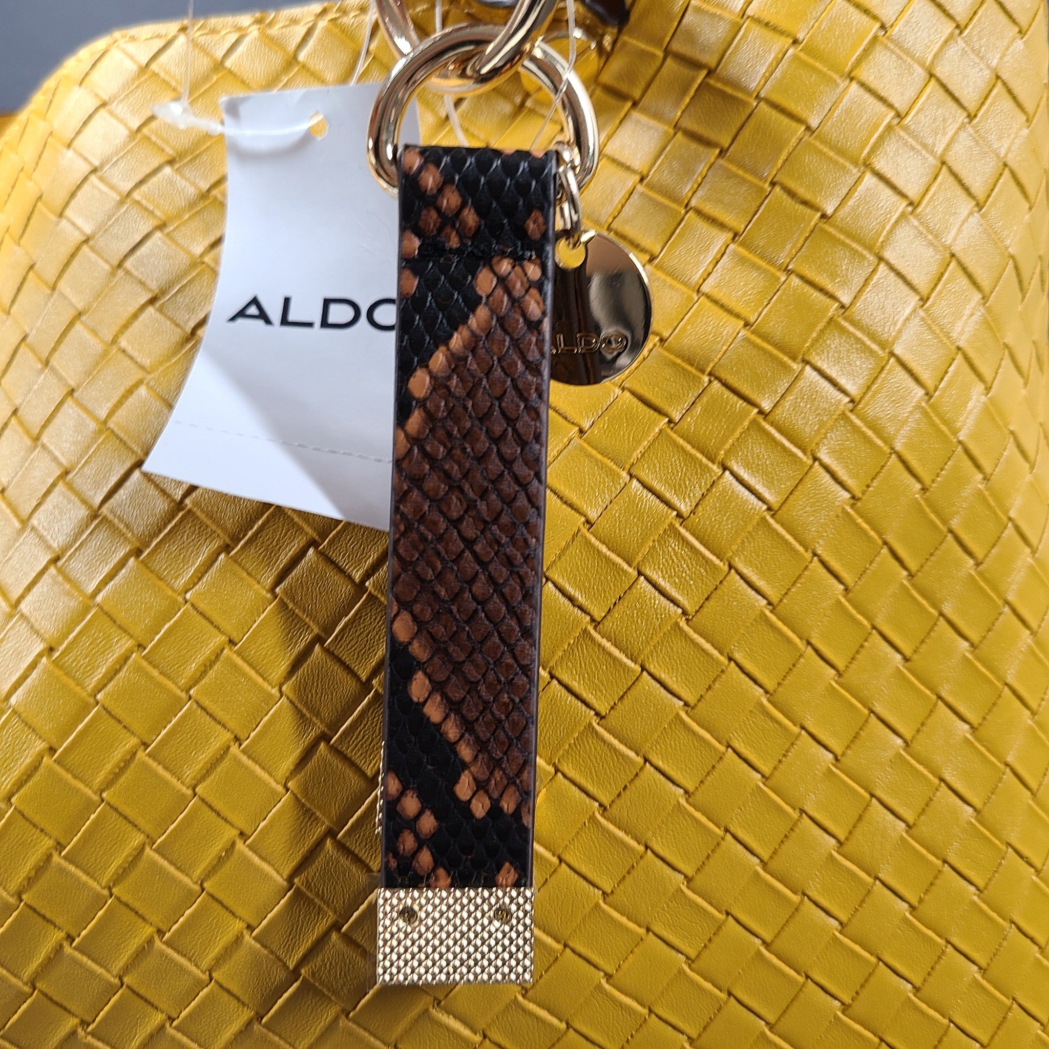 Aldo Women's Criratha Woven Handbag Tote Purse Satchel Yellow