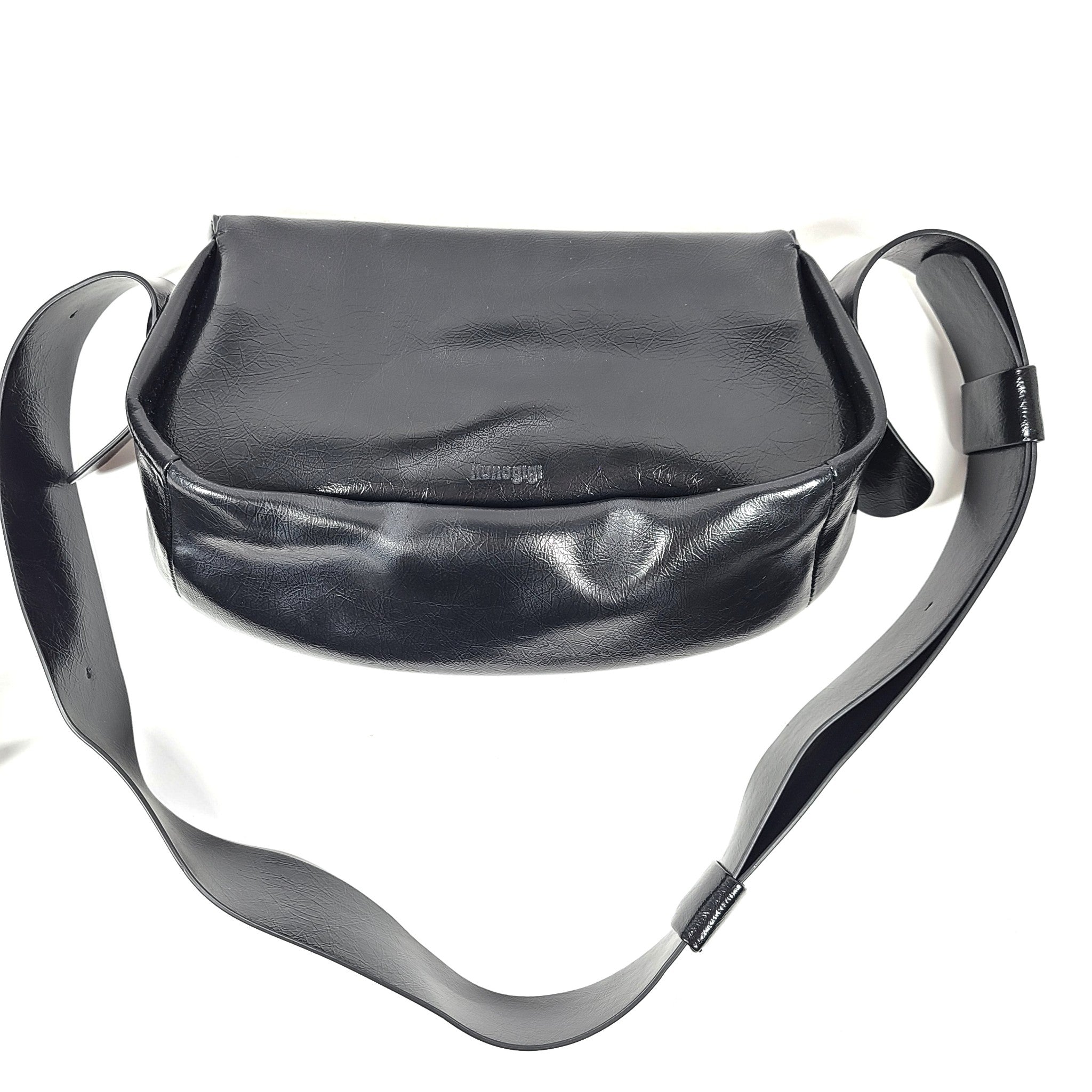 Kunogigi Saddle Bag Oil Wax Cowhide Genuine Leather Bag Handbag Black