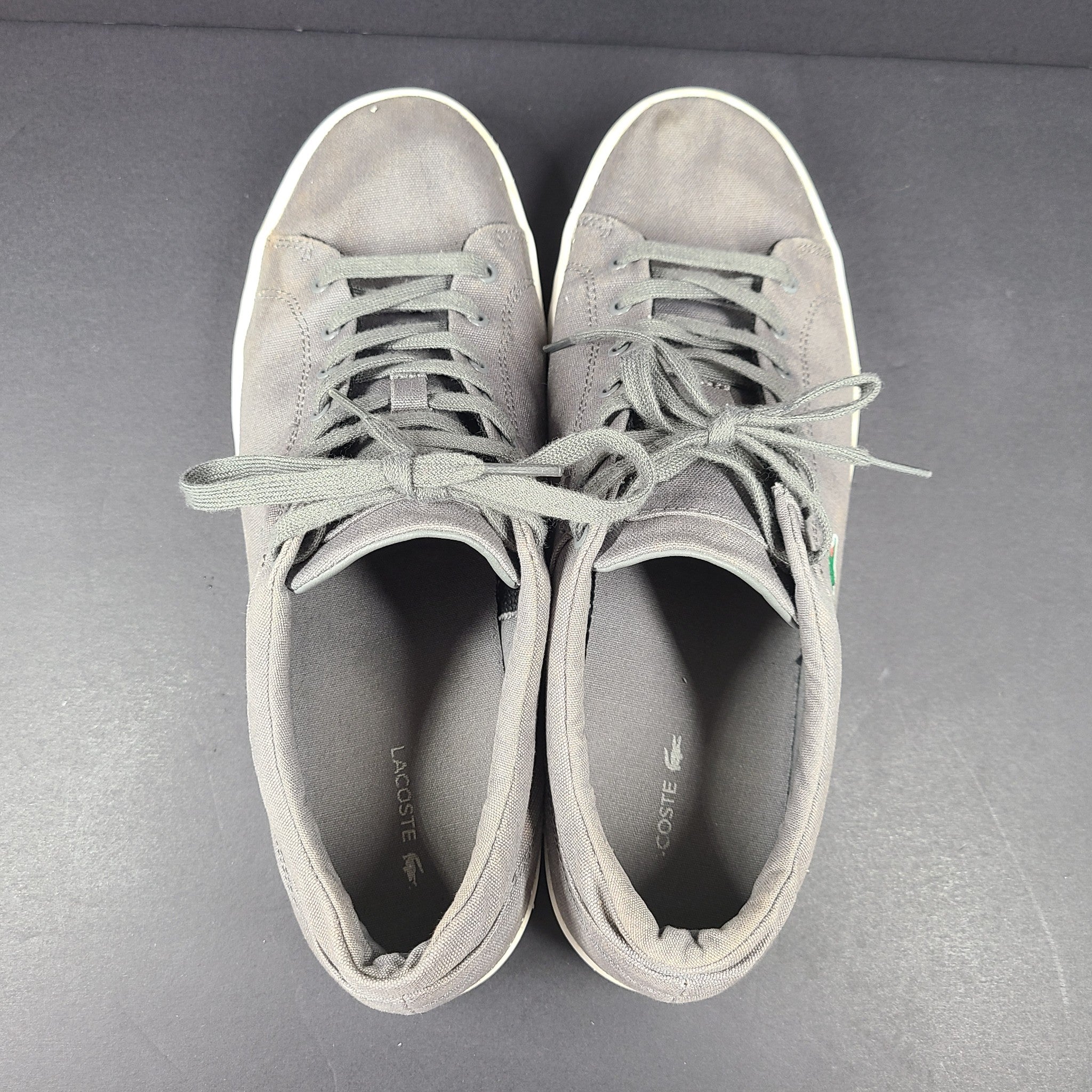 Lacoste Men's Straightset 418 1 Brz Canvas Sneakers Gray Sz 12