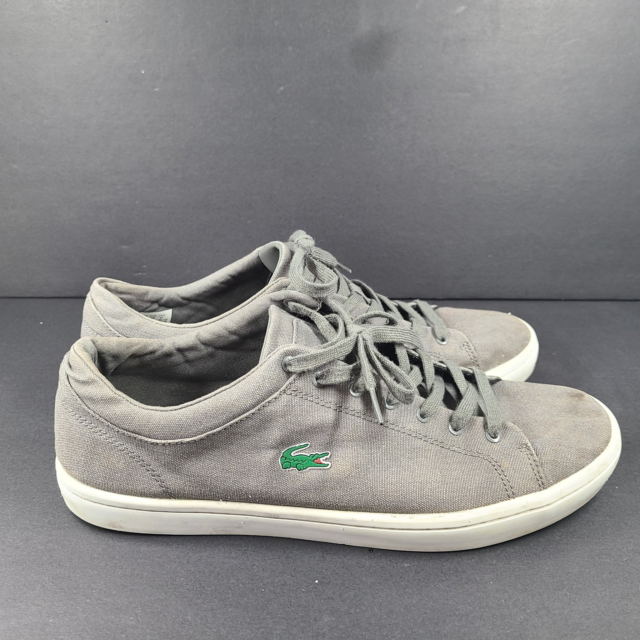 Lacoste Men's Straightset 418 1 Brz Canvas Sneakers Gray Sz 12