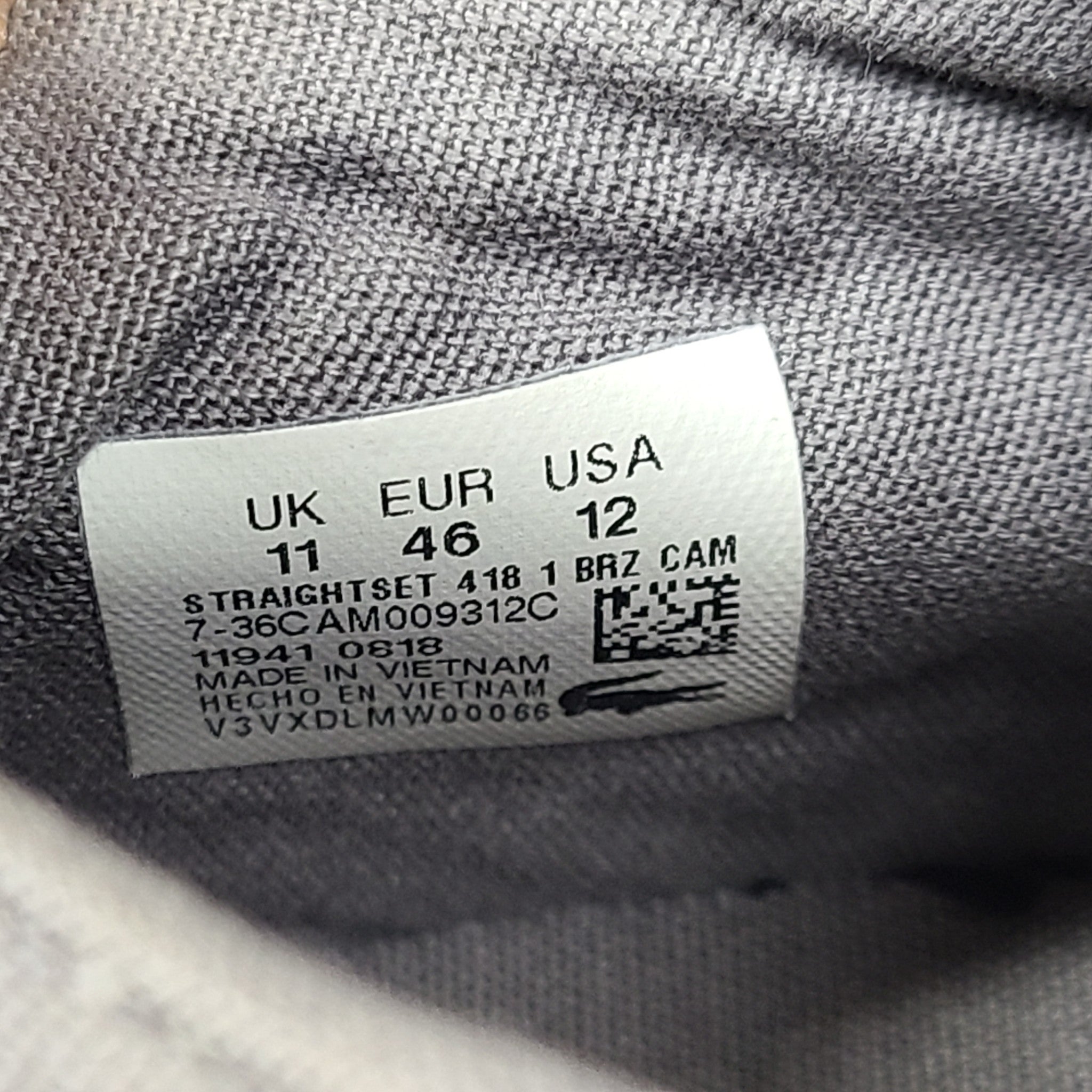 Lacoste Men's Straightset 418 1 Brz Canvas Sneakers Gray Sz 12