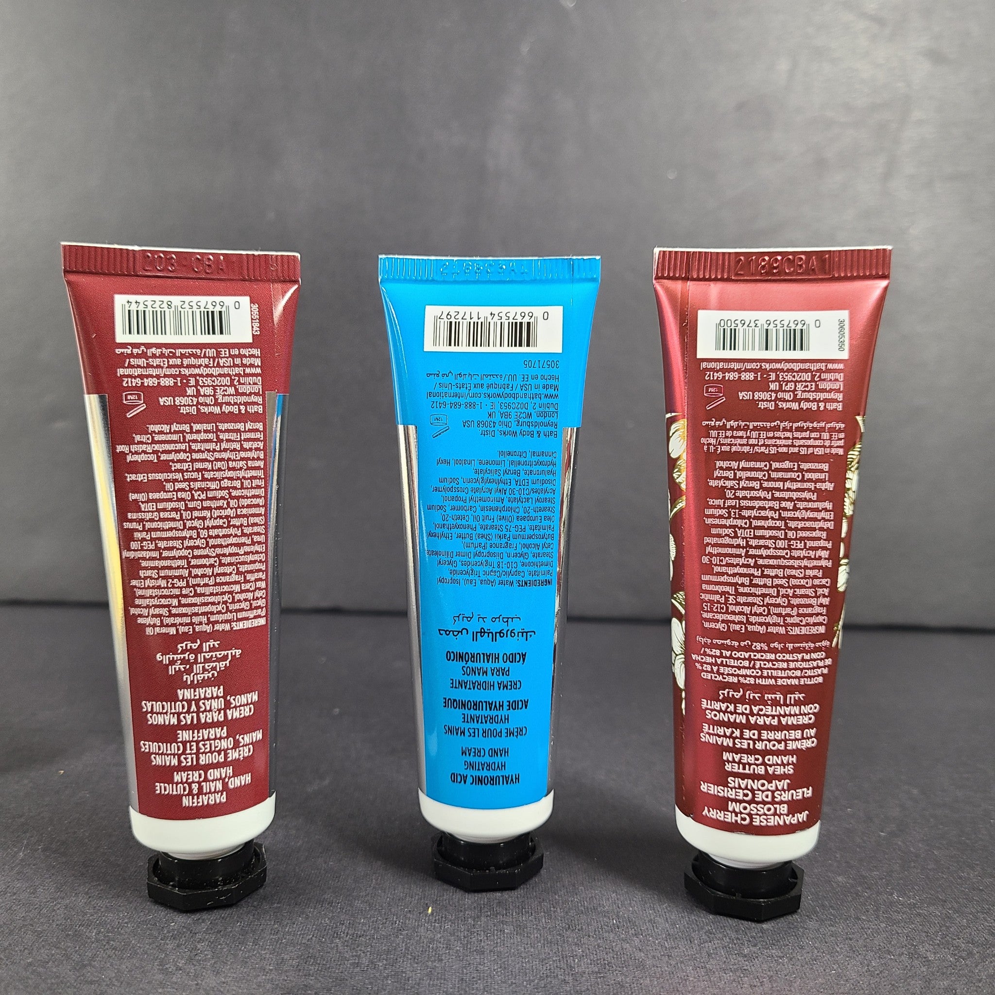 3 x 1 oz Bath Body Works Hand Cream Cherry Blossom + Hyaluronic Acid + Paraffin