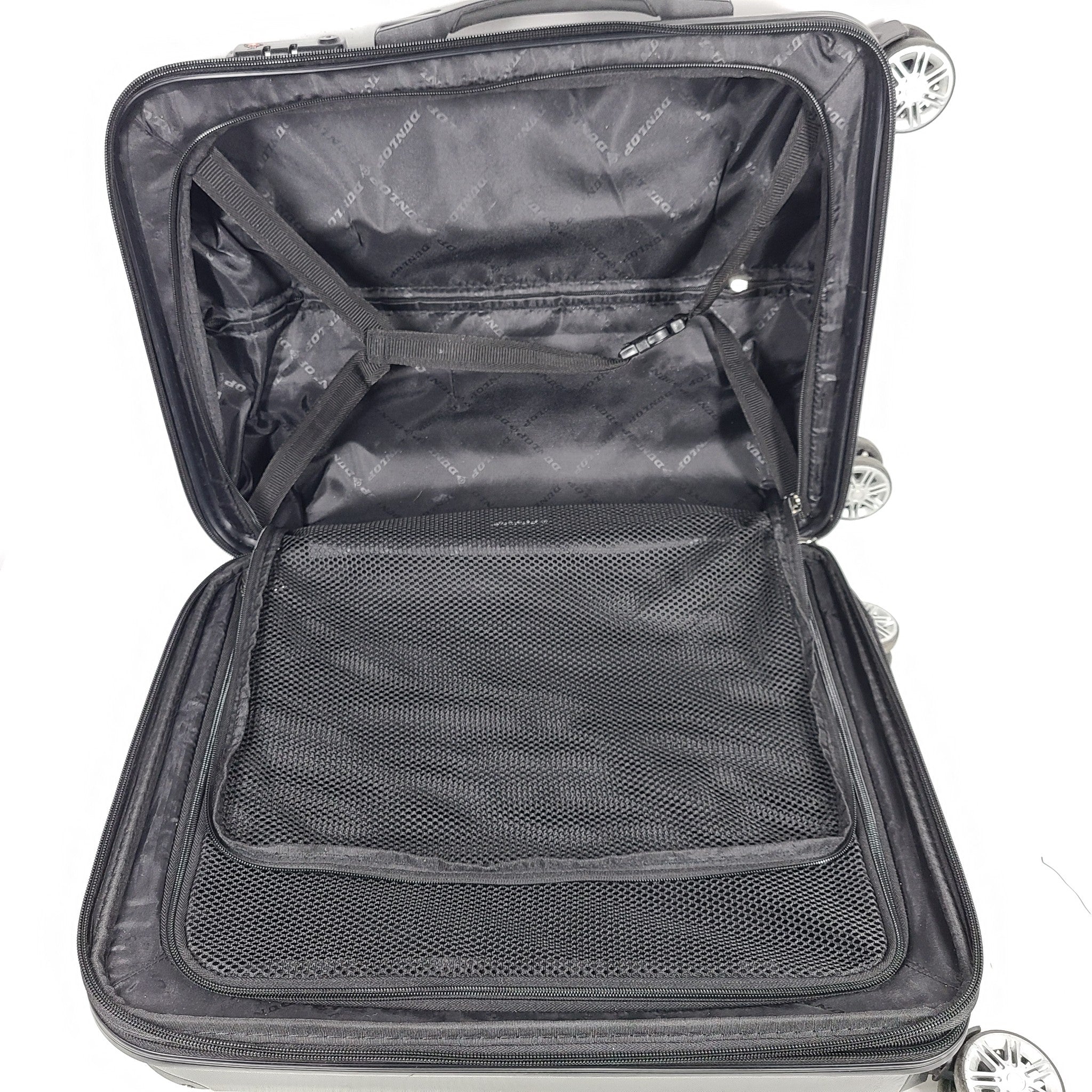 Dunlop 20" Spinner Carry On Cabin Luggage Expandable Locking Hardshell Black