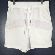 Essentials Fear of God Women's Boyfriend Shorts with Felt Slogan White Sz S
