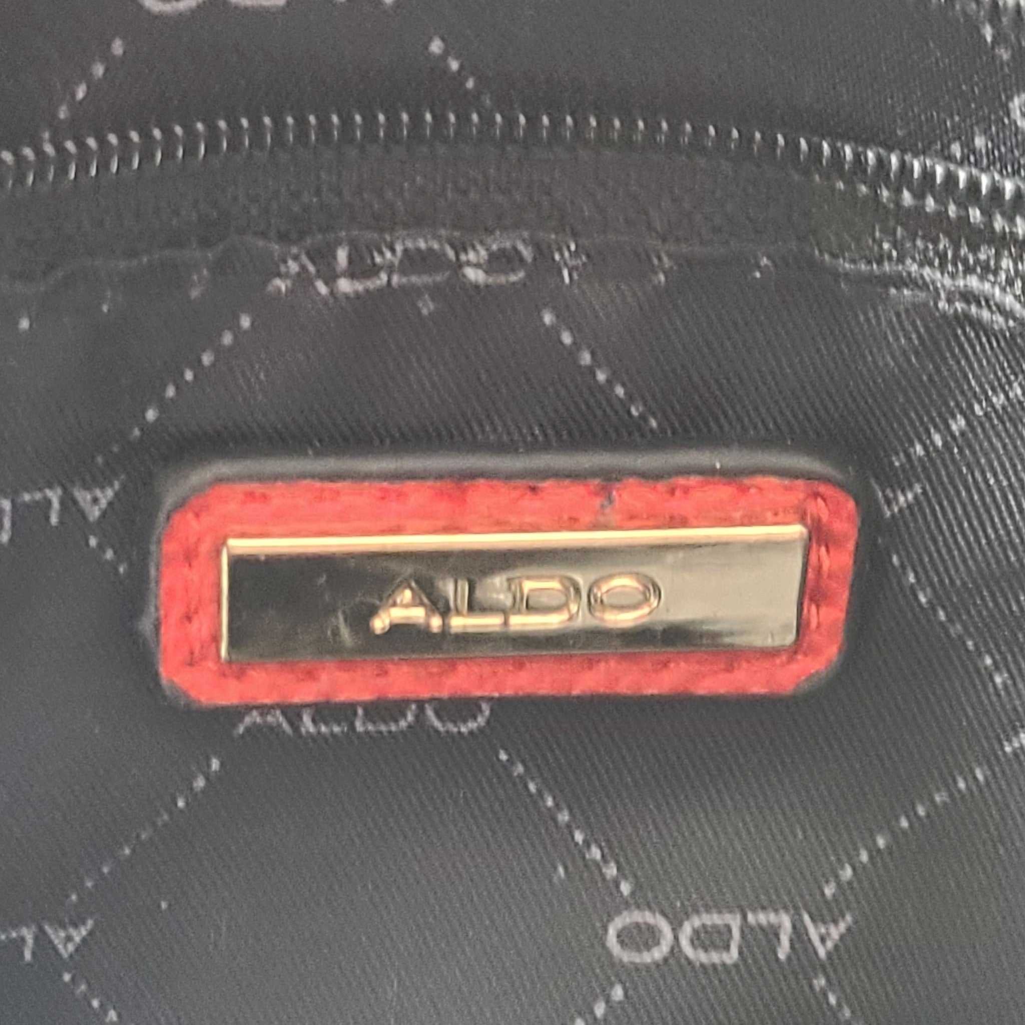 Aldo Dome Crossbody Bag with Golden Chain Straps in Lipstick Red