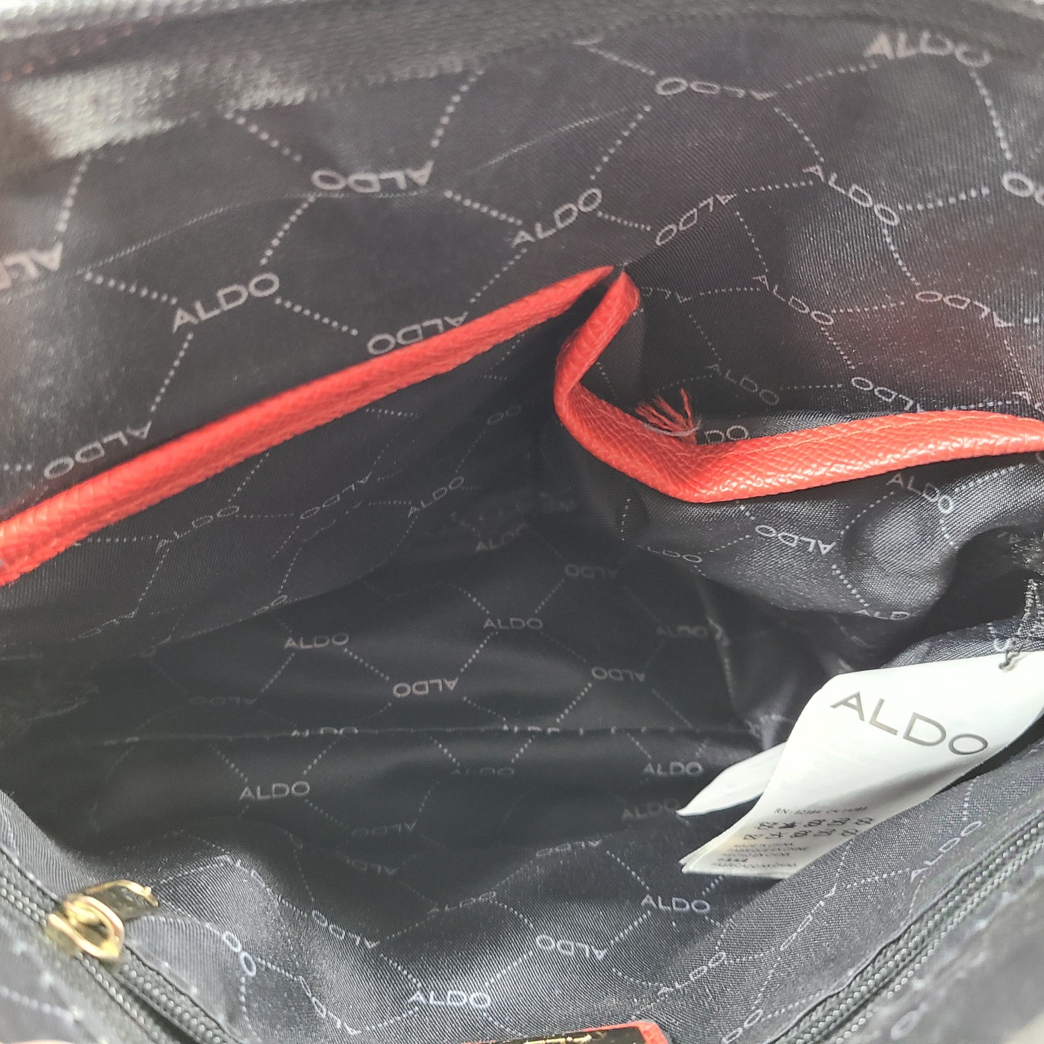 Aldo Dome Crossbody Bag with Golden Chain Straps in Lipstick Red