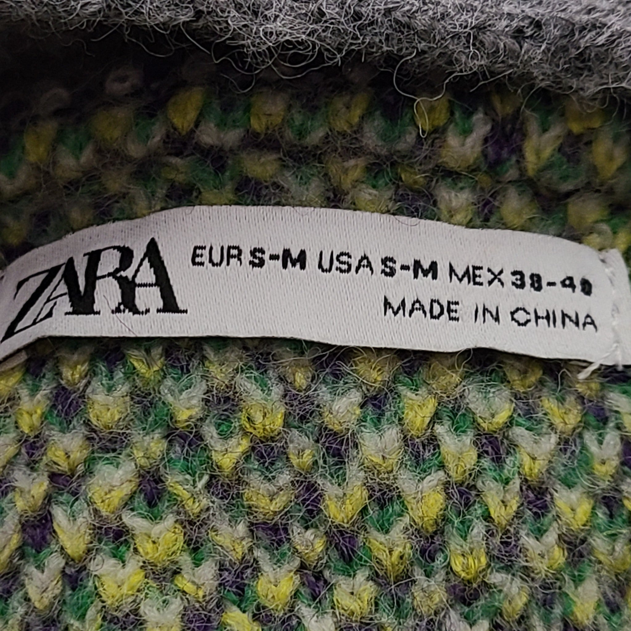 Zara Men's Thick Knit Cardigan with Lettering Gray Oversized Sz S/M