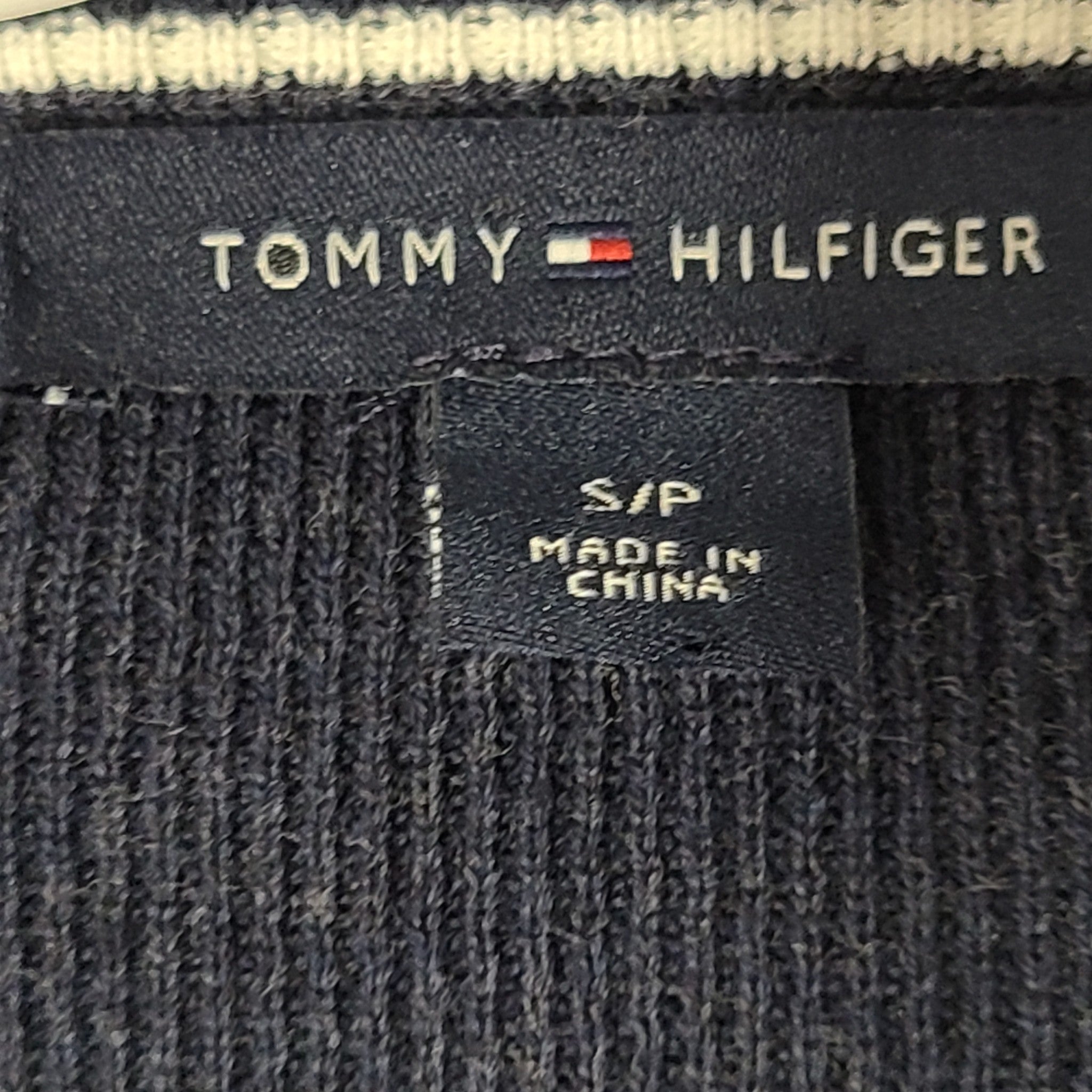 Tommy Hilfiger Women's V-Neck Button Down Sweater Vest Cardigan Navy Blue Sz S