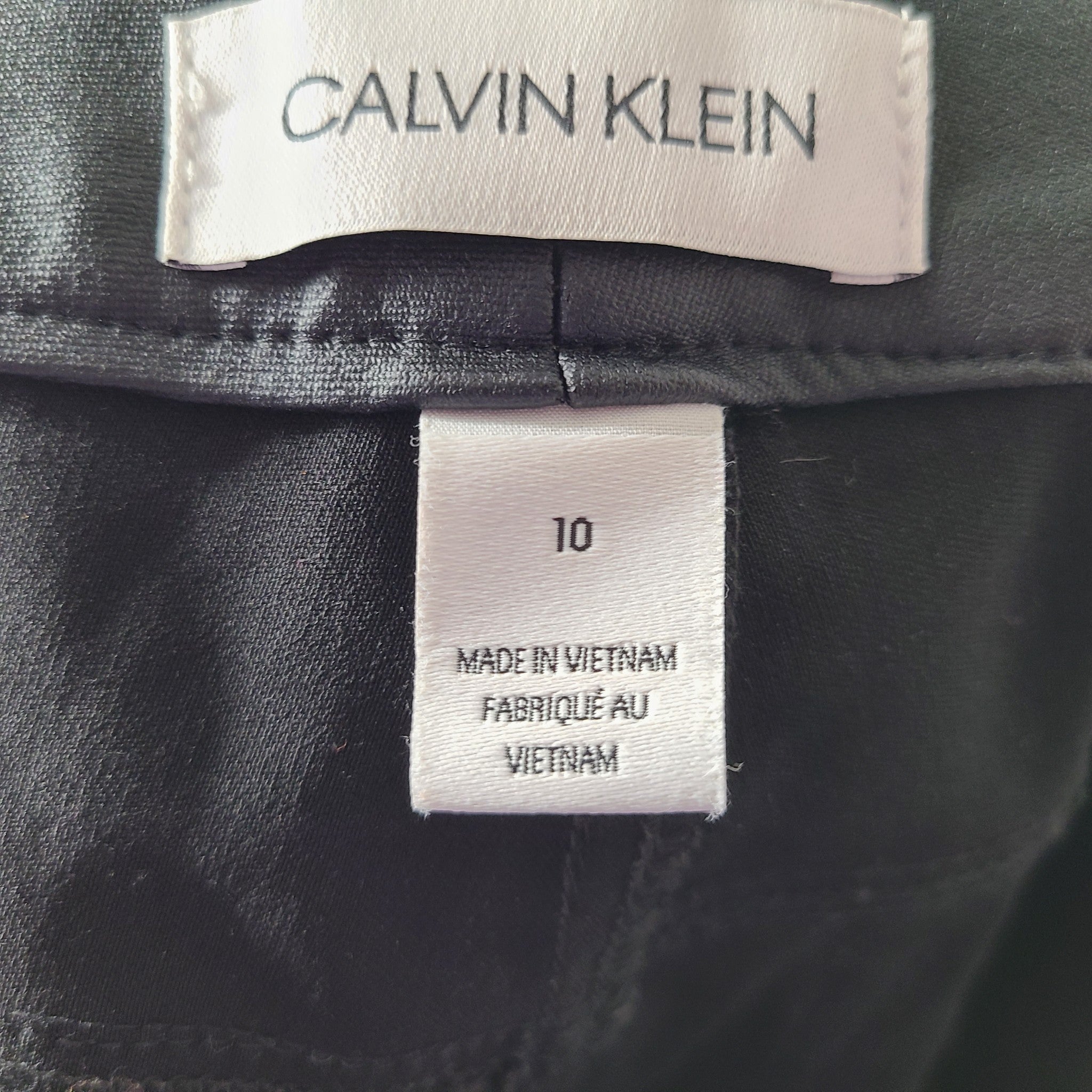 Calvin Klein Women's Coated Waxed High Rise Skinny Ankle Zip Pants Black 10