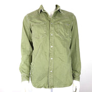 Zara Men's Ripped Denim Overshirt Khaki Green 6917/450/505 Sz L