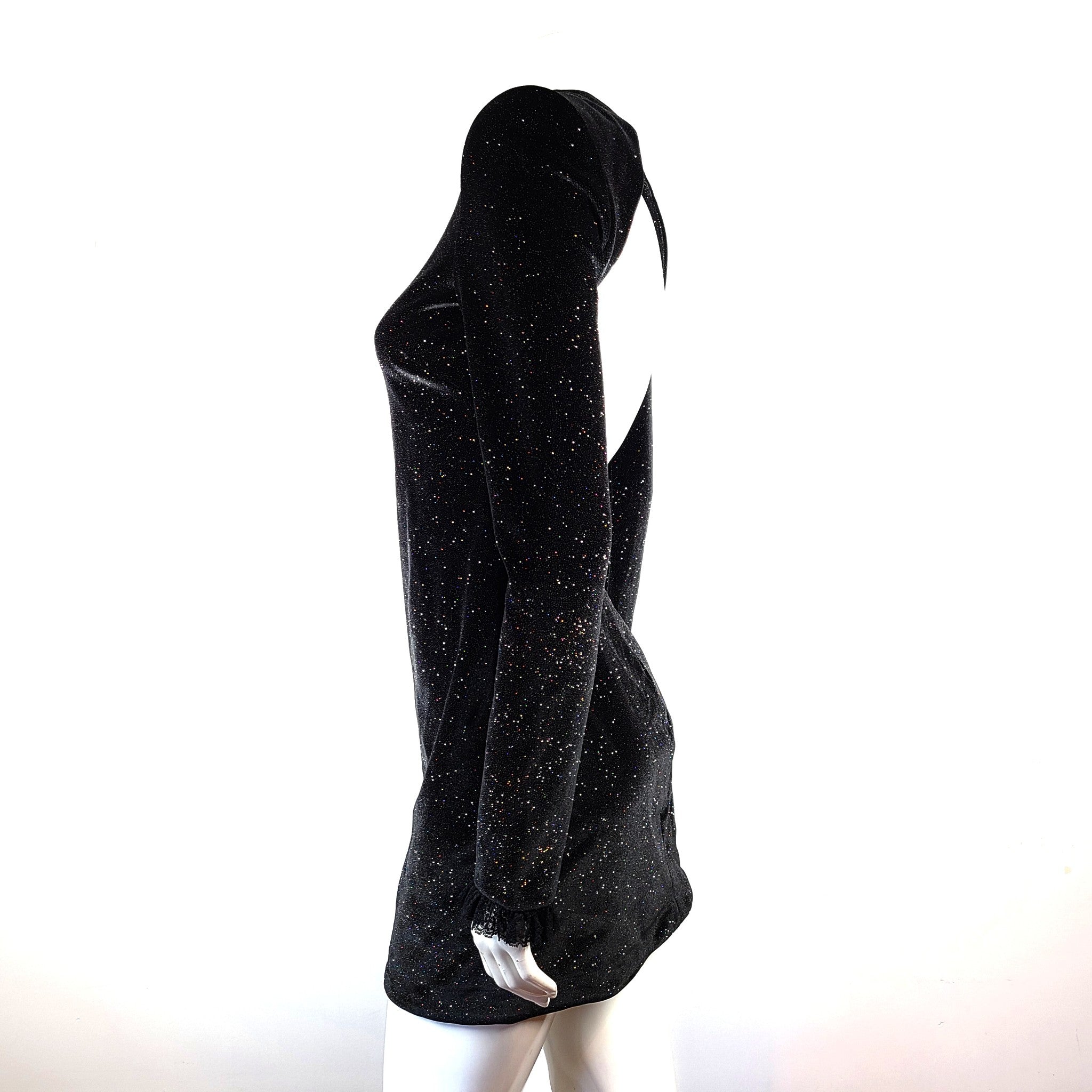 Philosophy di Lorenzo Serafini Open Back Glitter Velvet Dress Black Sz 6