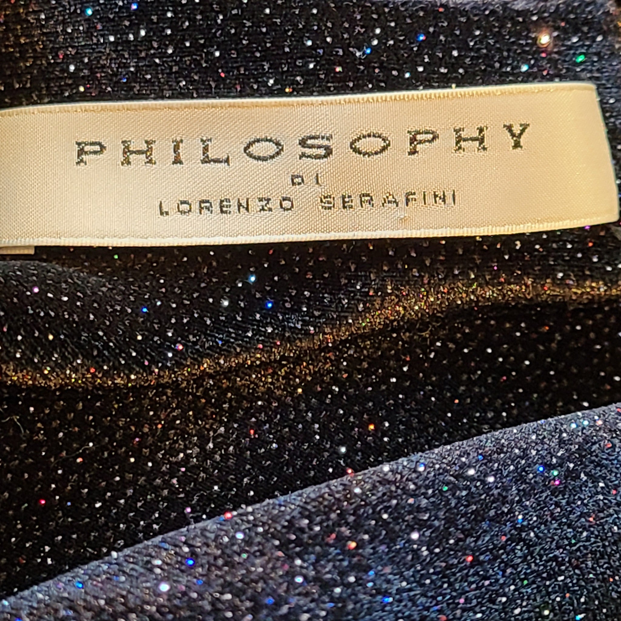 Philosophy di Lorenzo Serafini Open Back Glitter Velvet Dress Black Sz 6