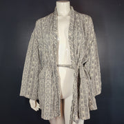 IRO Women's Ikat Weave Wrap Peplum Blazer Jacket Ecru Gray Sz 4