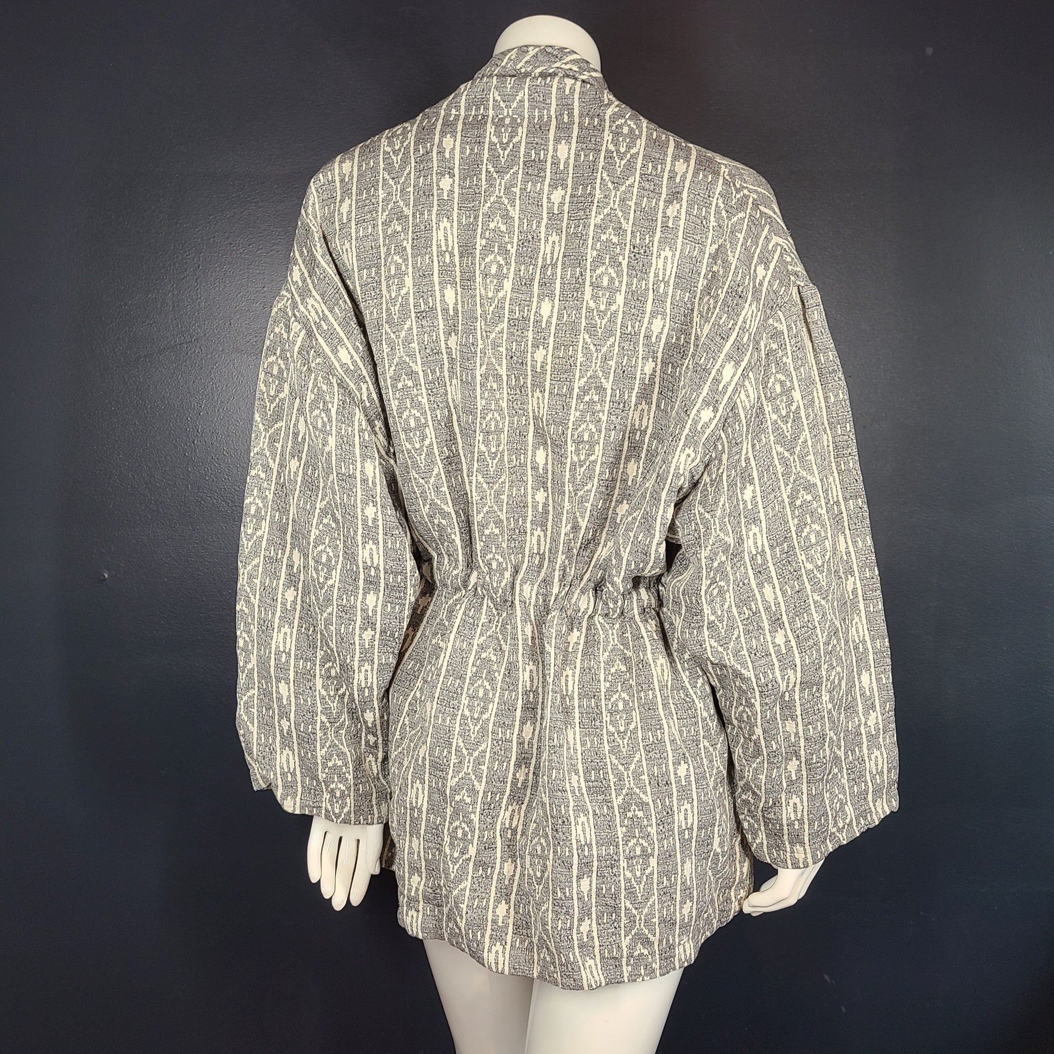 IRO Women's Ikat Weave Wrap Peplum Blazer Jacket Ecru Gray Sz 4