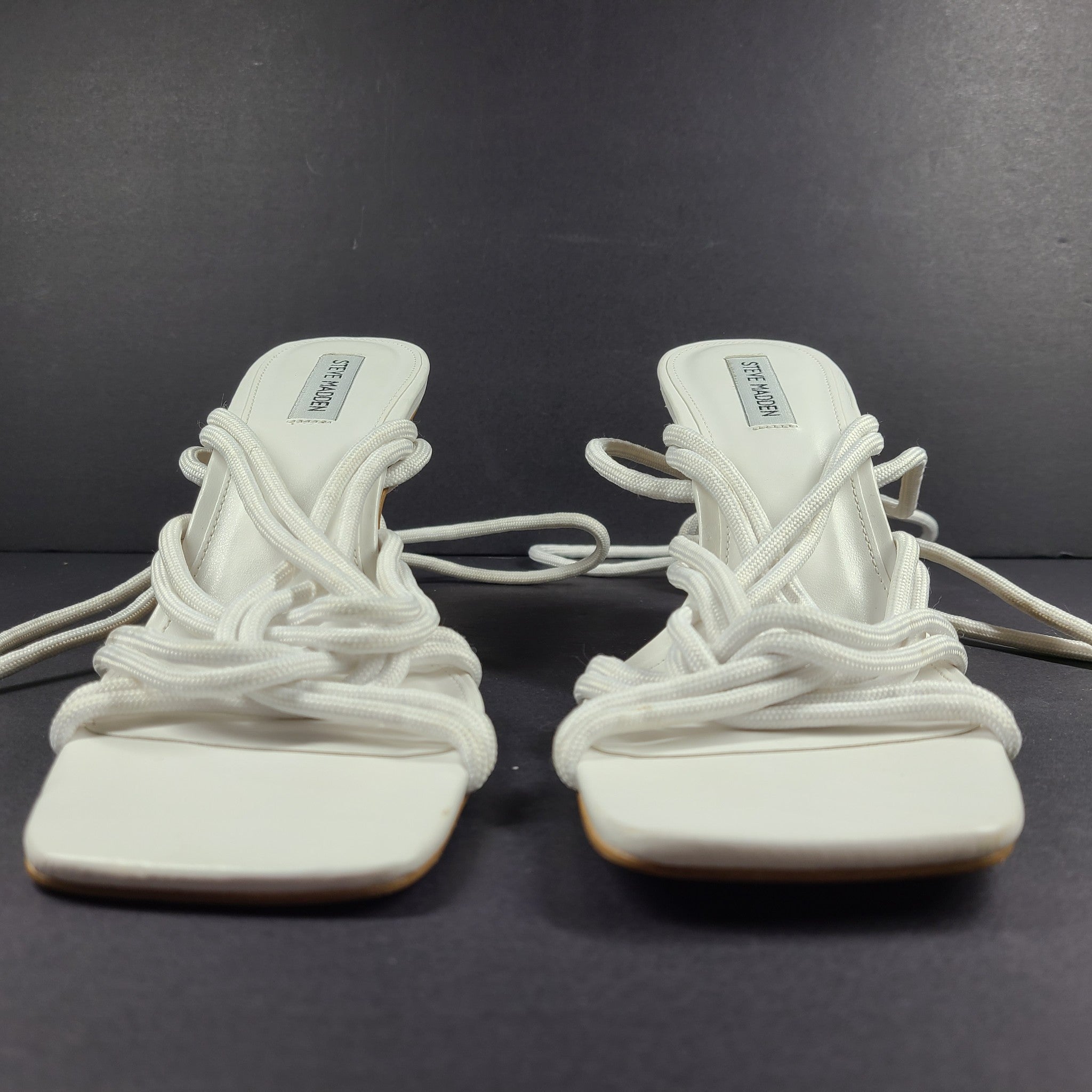 Steve Madden Women's Idolized Wedge Heel Strappy Lace Up Sandals White Sz 10