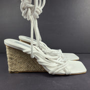 Steve Madden Women's Idolized Wedge Heel Strappy Lace Up Sandals White Sz 10