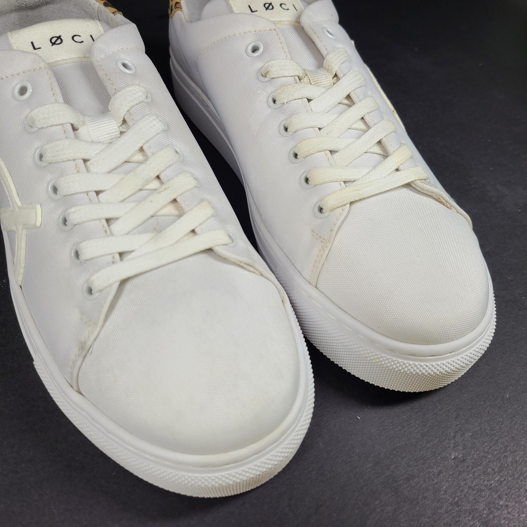 LOCI Women's Origin 9 Vegan Sneakers Stylist Ltd Edition White/Leopard 9 READ
