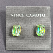Vince Camuto Large Rectangle Crystal Stud Earrings Green Faceted