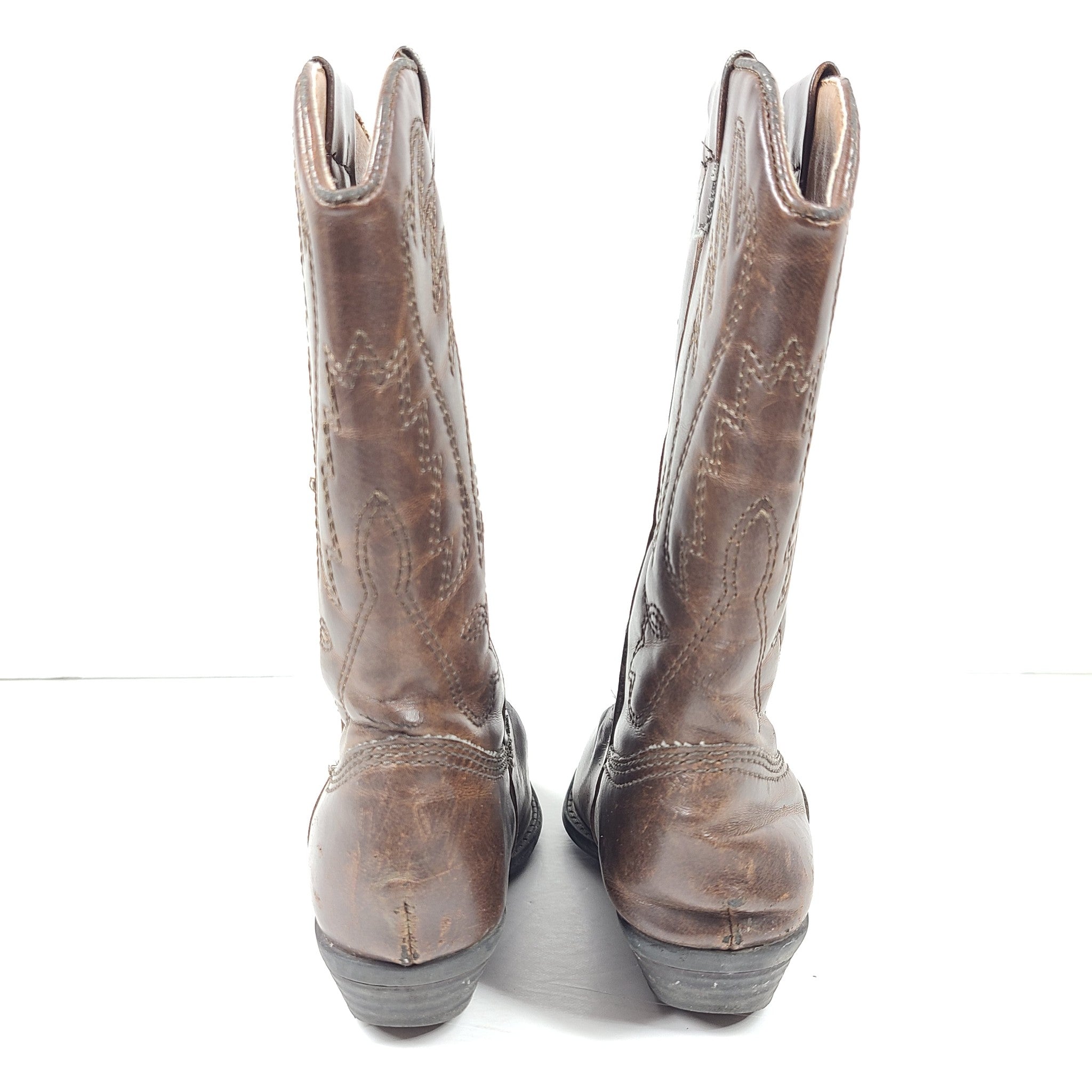 Nordstrom Kid's Western Cowboy Boots Farm Ranch Faux Leather Brown Sz 9