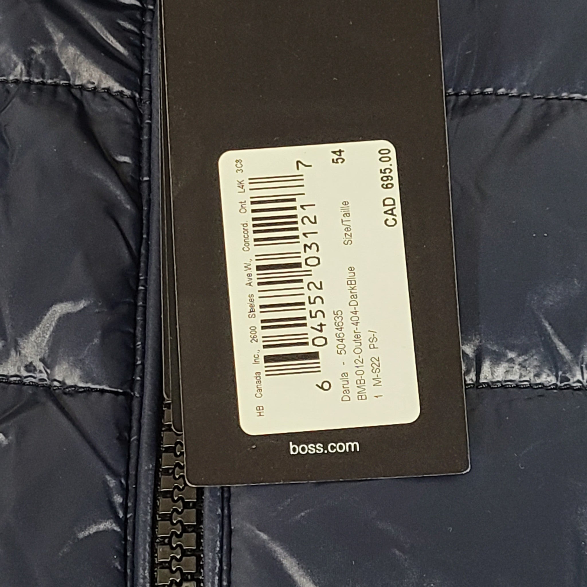 Hugo Boss Men's Darula Jacket Italian Wool Panel Detachable Hood Navy Blue 44R