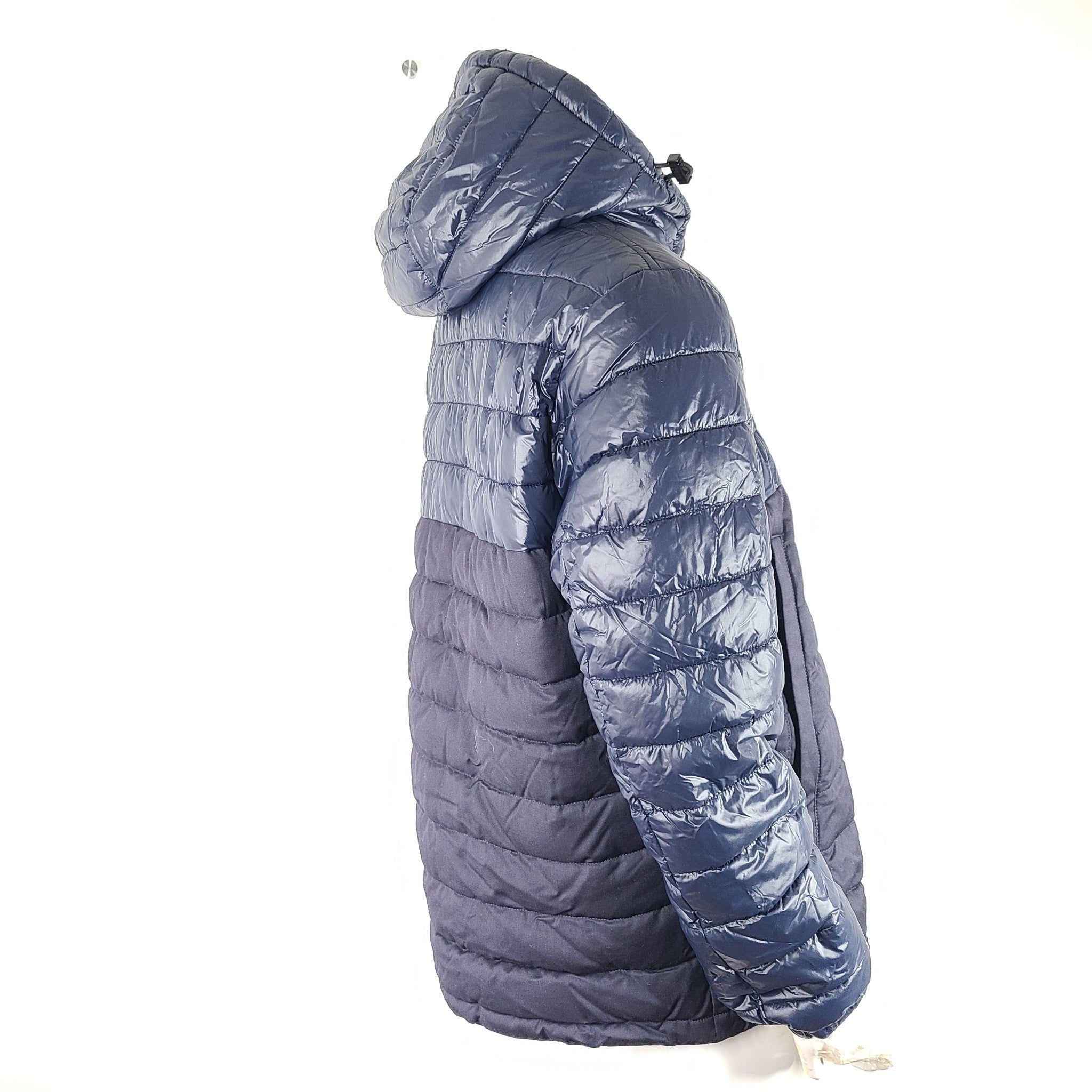 Hugo Boss Men's Darula Jacket Italian Wool Panel Detachable Hood Navy Blue 44R