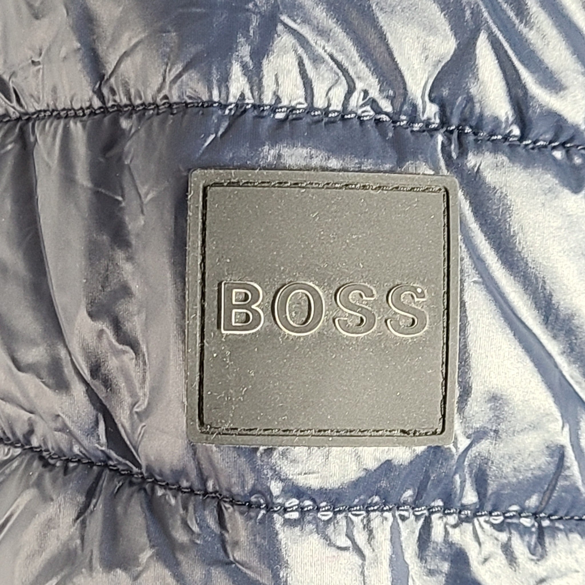 Hugo Boss Men's Darula Jacket Italian Wool Panel Detachable Hood Navy Blue 44R