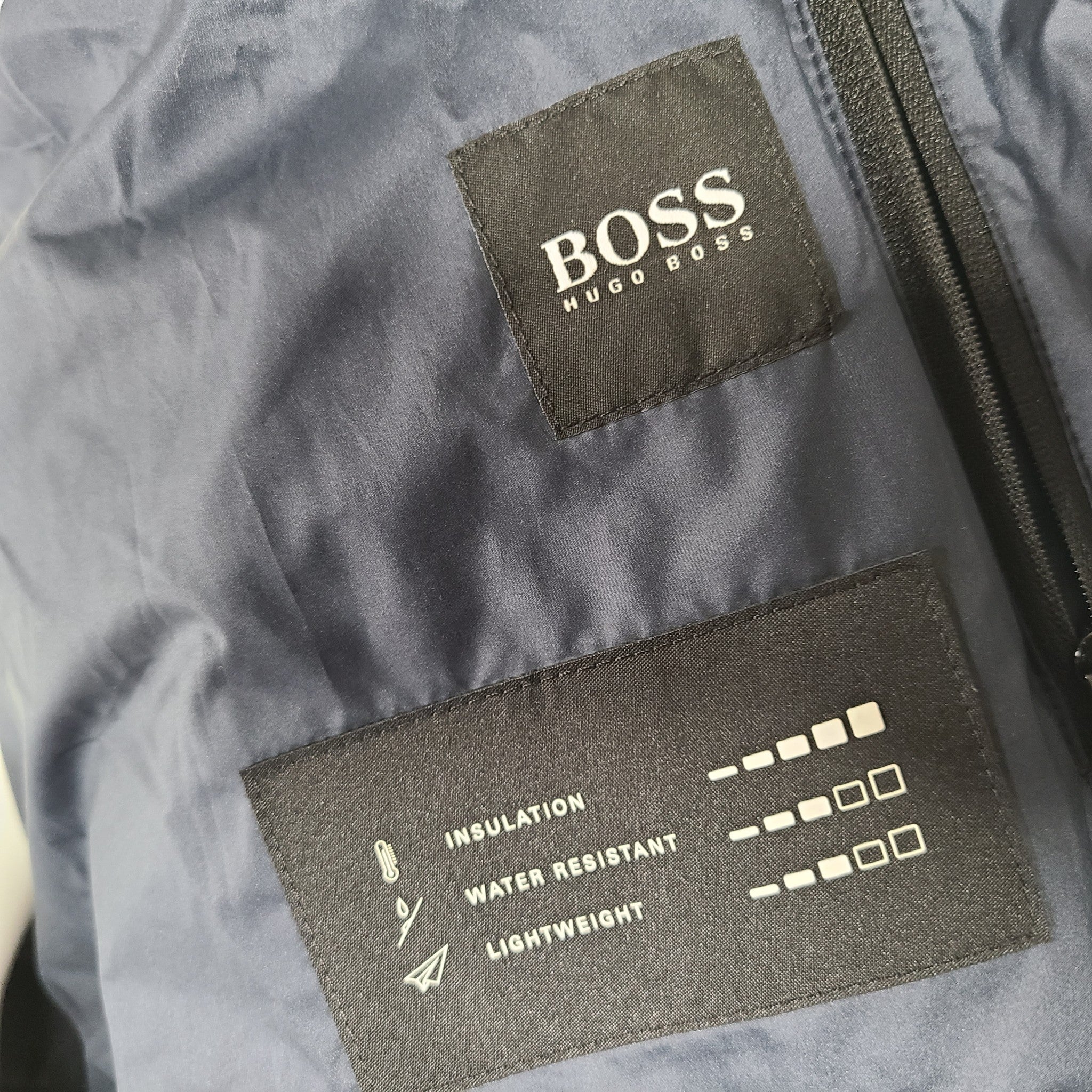 Hugo Boss Men's Darula Jacket Italian Wool Panel Detachable Hood Navy Blue 44R