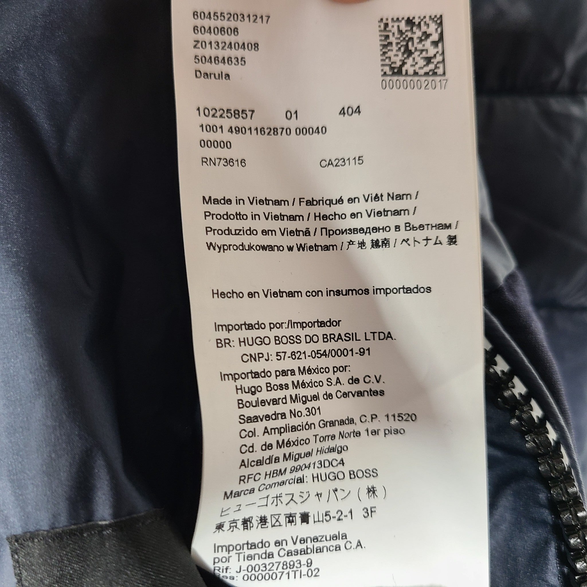 Hugo Boss Men's Darula Jacket Italian Wool Panel Detachable Hood Navy Blue 44R