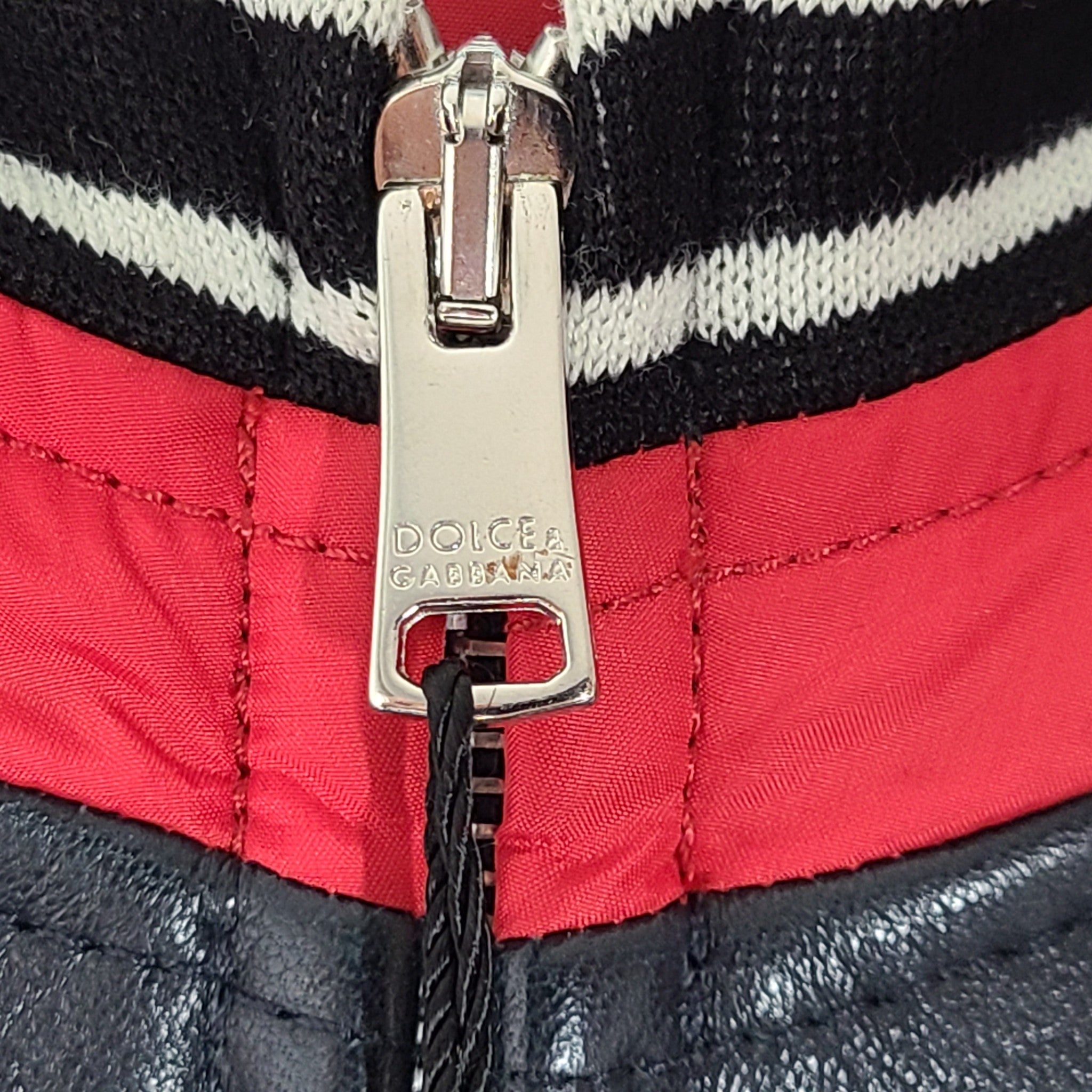 DOLCE & GABBANA D&G Kids' Mini Me Bi-material Jacket Red Black Leather Sz 10