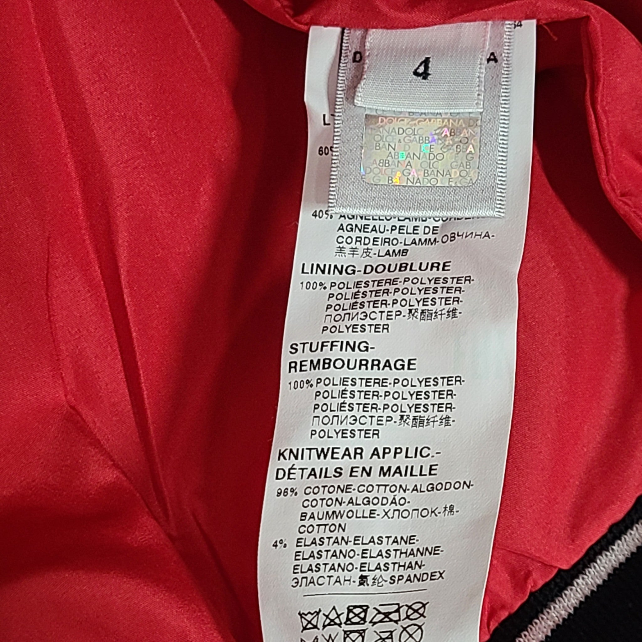 DOLCE & GABBANA D&G Toddler Mini Me Bi-material Jacket Red Black Leather Sz 4