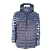 Hugo Boss Men's Darula Jacket Italian Wool Panel Detachable Hood Navy Blue 44R