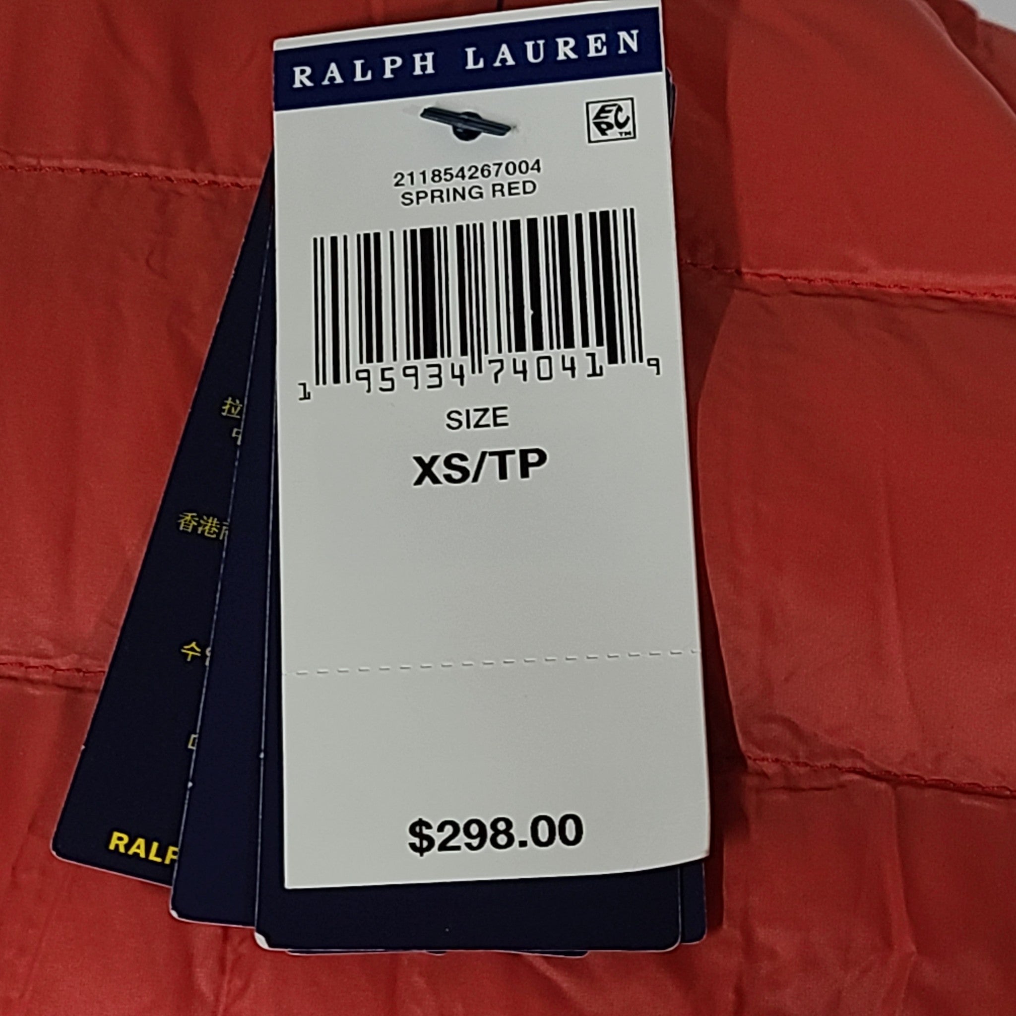 Polo Ralph Lauren Women's Puffer Insulated Jacket Packable Red Sz XS