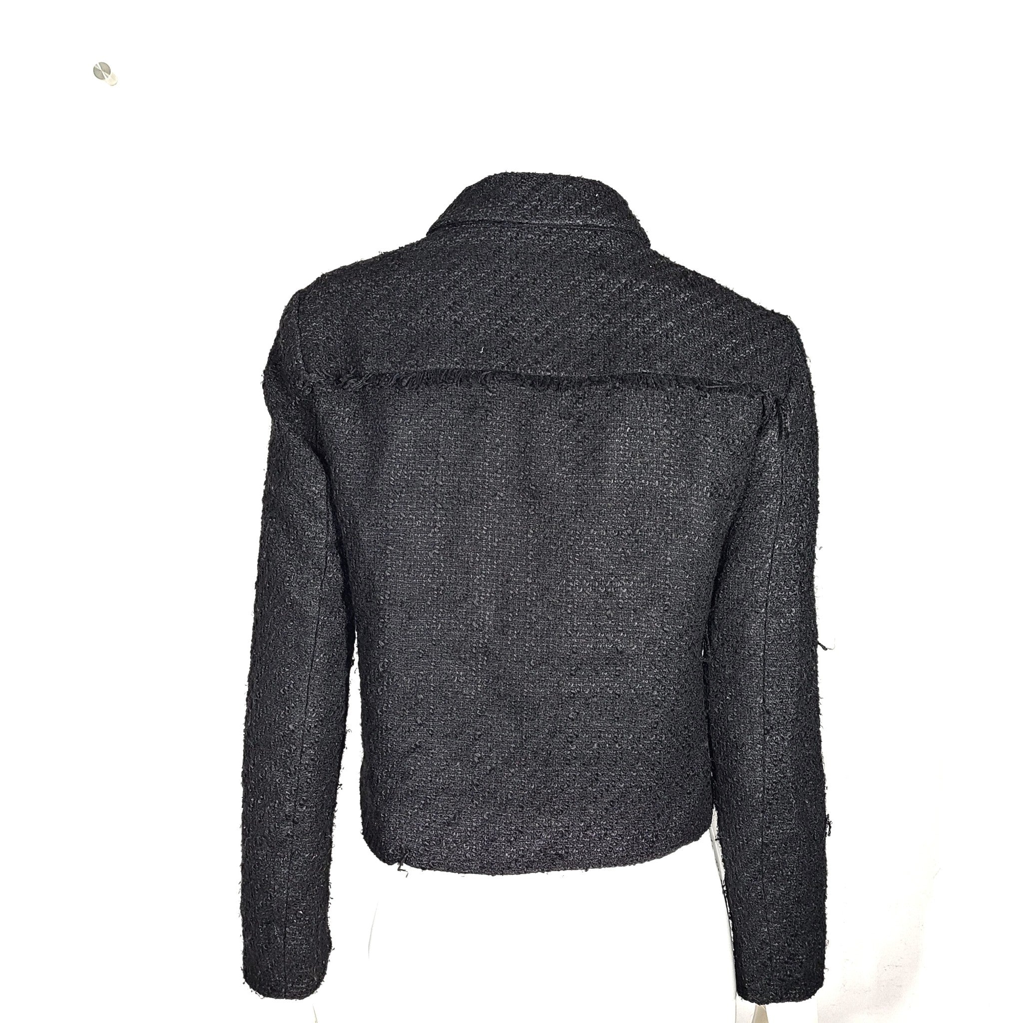Zara Women's Textured Weave Blazer Jacket 3528/273/800 Black Sz M
