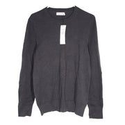 Calvin Klein Men's Supima Cotton Solid Monogram Logo Sweater Black S