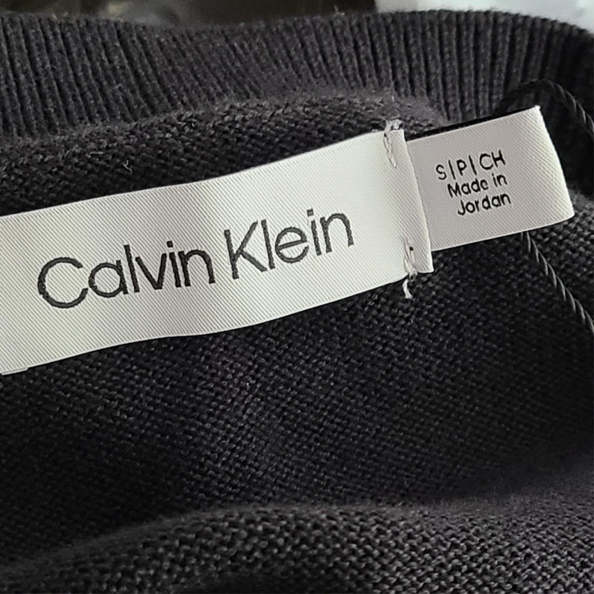 Calvin Klein Men's Supima Cotton Solid Monogram Logo Sweater Black S