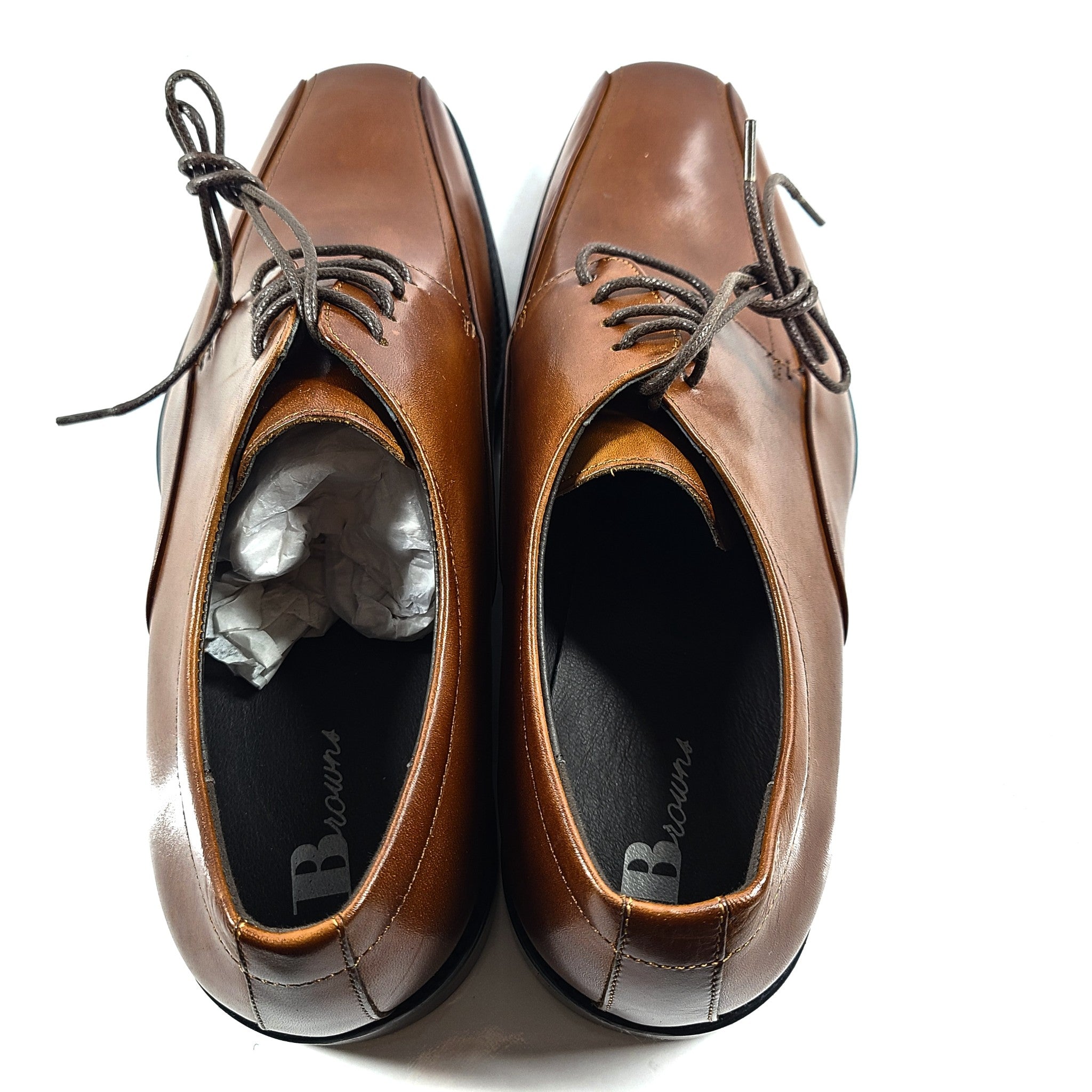 Browns Men's Leather Oxford Dress Shoes Lace Up Brown Sz 9