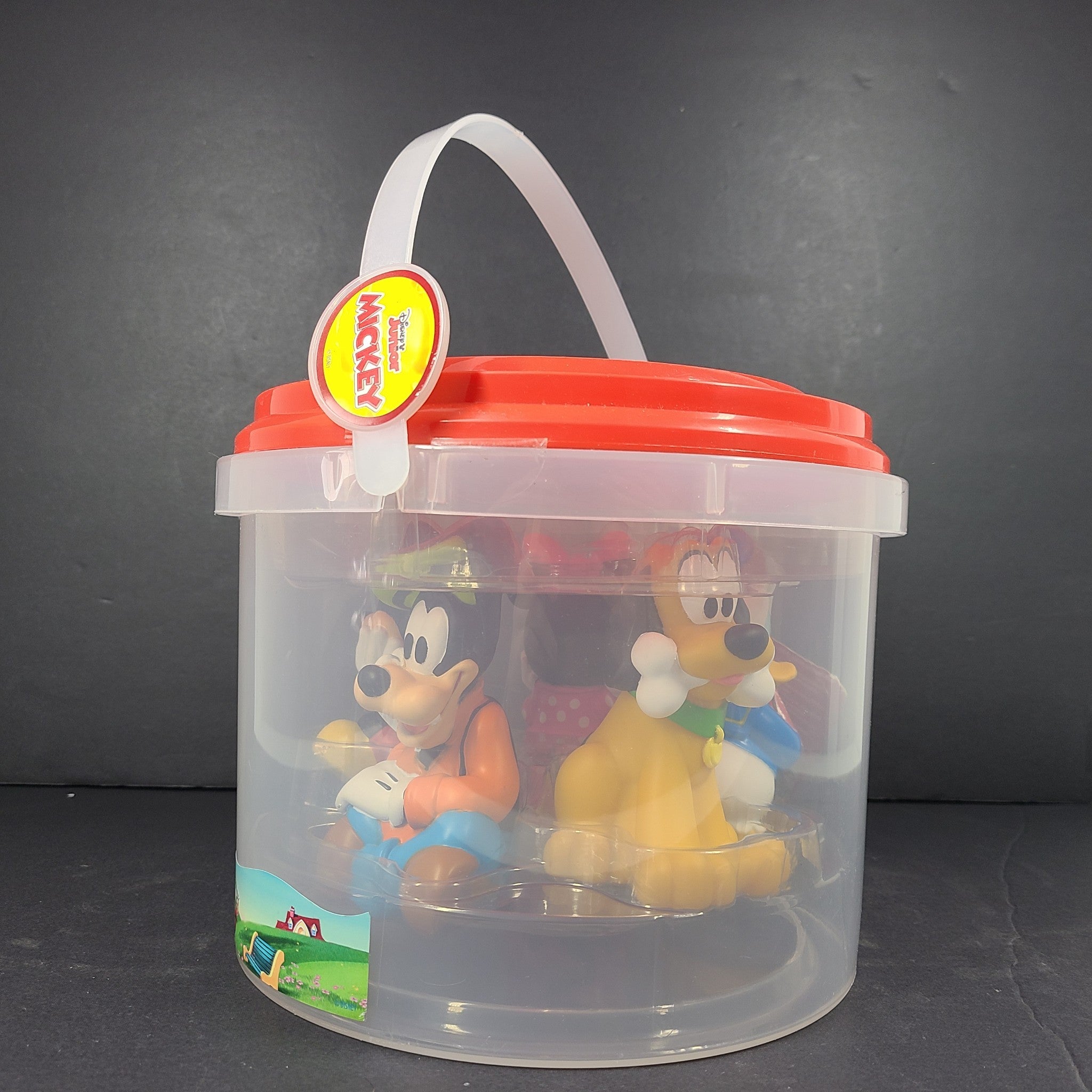 7 Pc Set Disney Mickey Mouse and Friends Bath Set with Bucket and Strainer Top