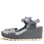 SOREL Cameron Wedge Leather Sandals Black Platform Ankle Strap Comfort Sz 10