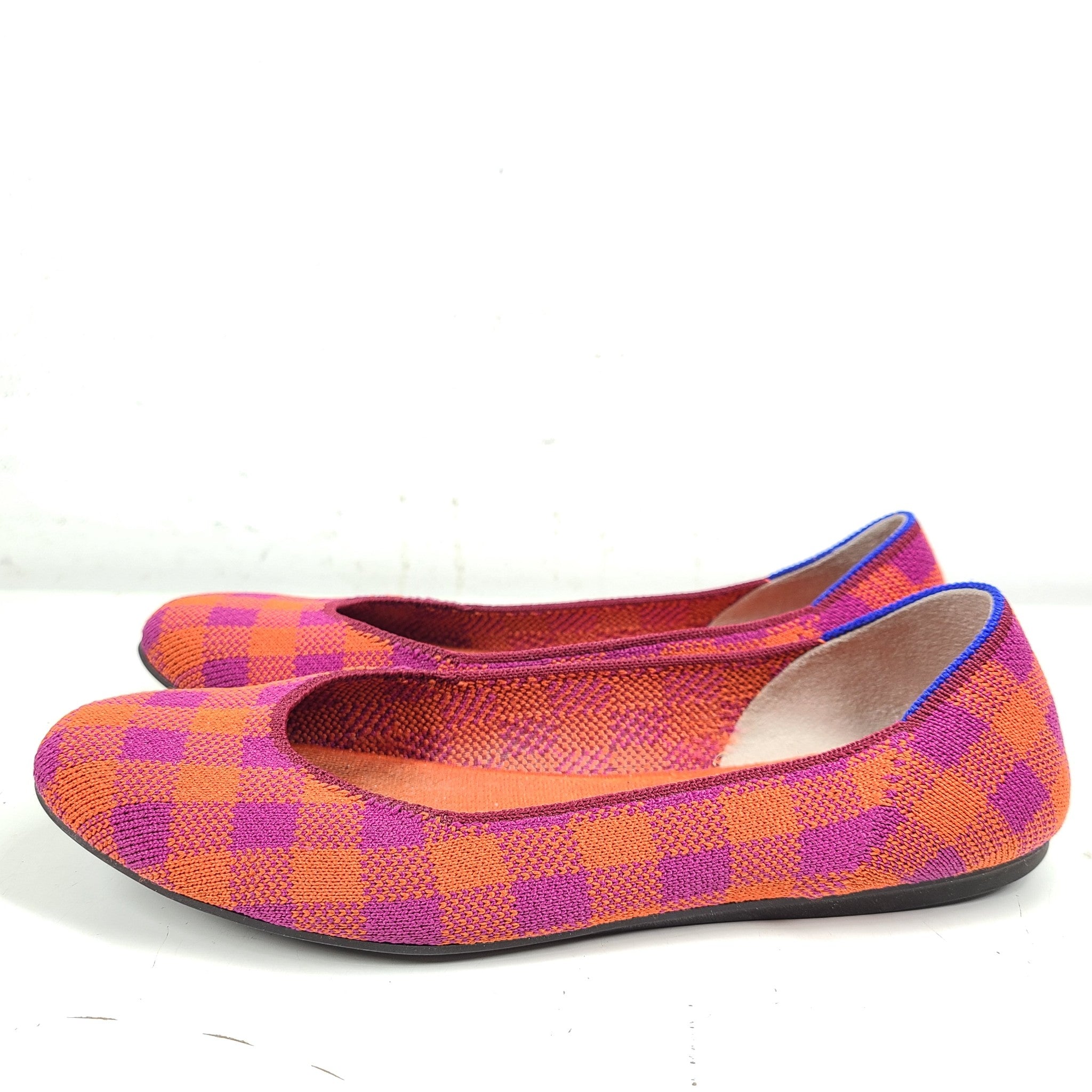 Rothy‘s Pomegranate Gingham Ballet Flats Women's Moccasin Flats Fabric Sz 8