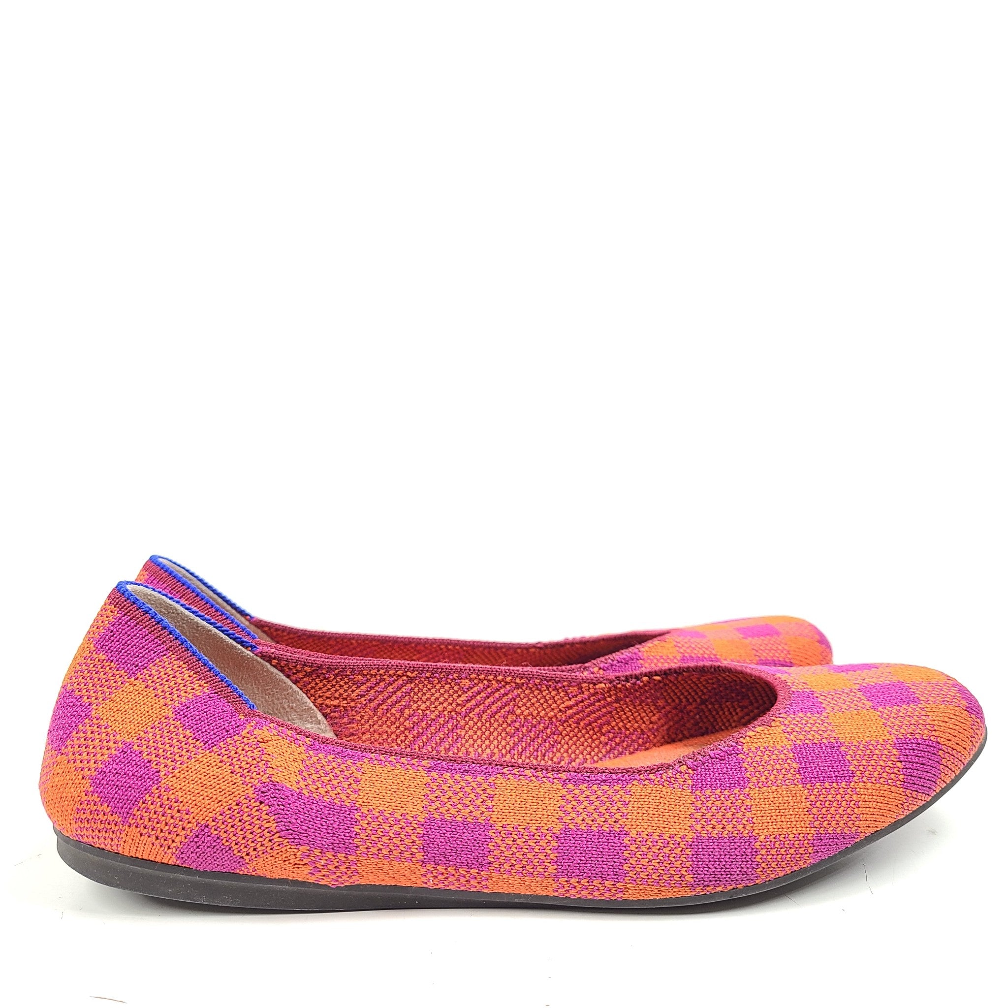 Rothy‘s Pomegranate Gingham Ballet Flats Women's Moccasin Flats Fabric Sz 8