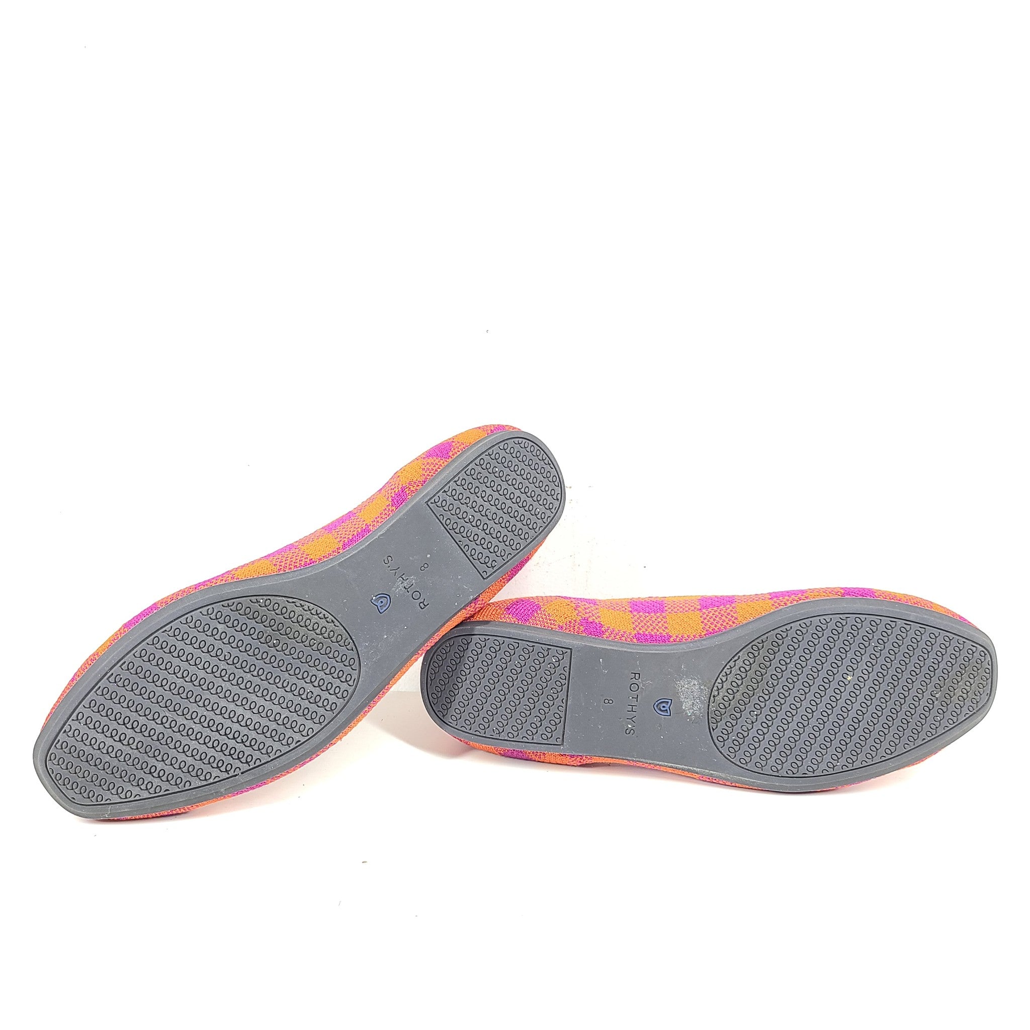 Rothy‘s Pomegranate Gingham Ballet Flats Women's Moccasin Flats Fabric Sz 8