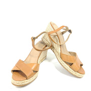 Bobbies Rope Low Wedge Sandals Ankle Strap Espadrilles Caramel Brown US 8.5