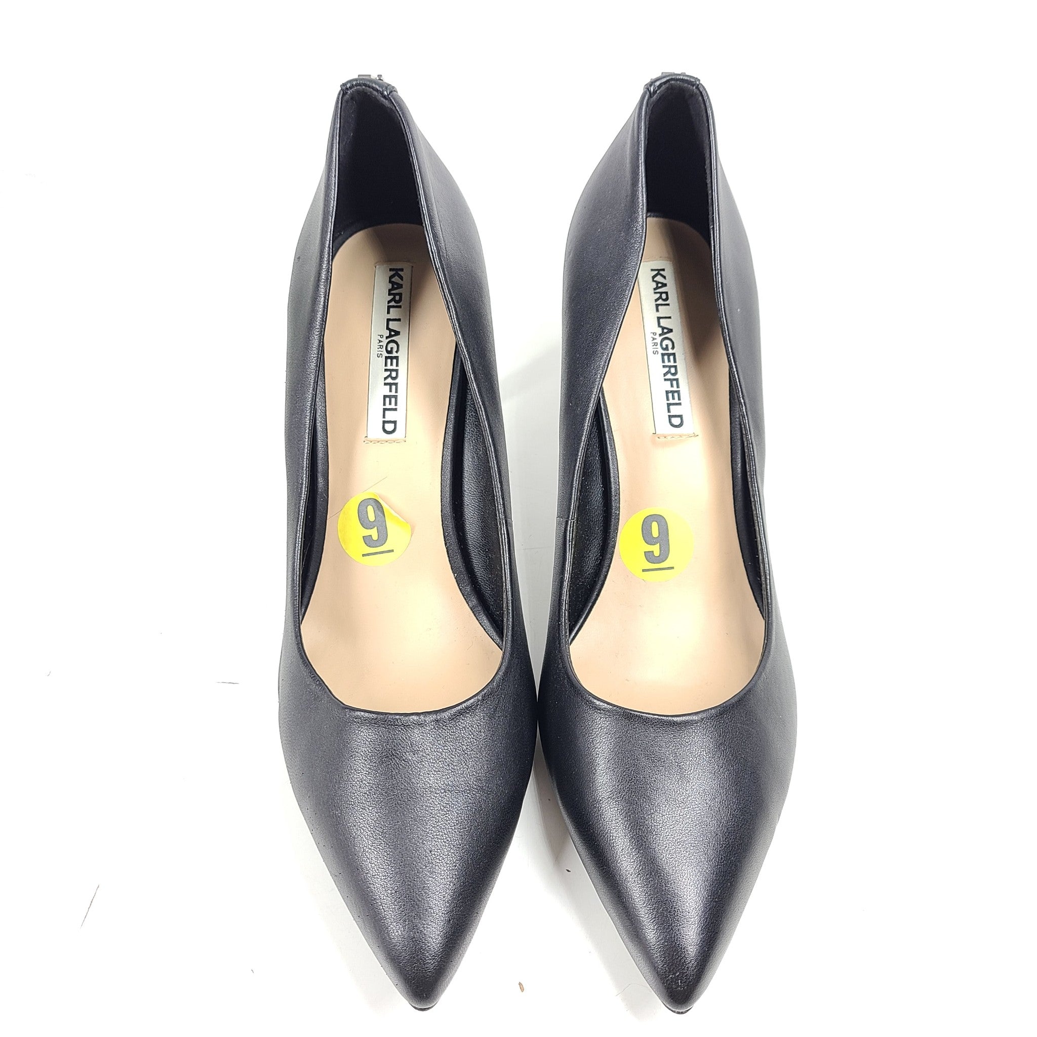 Karl Lagerfeld Paris Women's Royal Pumps Pointy Toe Leather Heels Black Sz 9